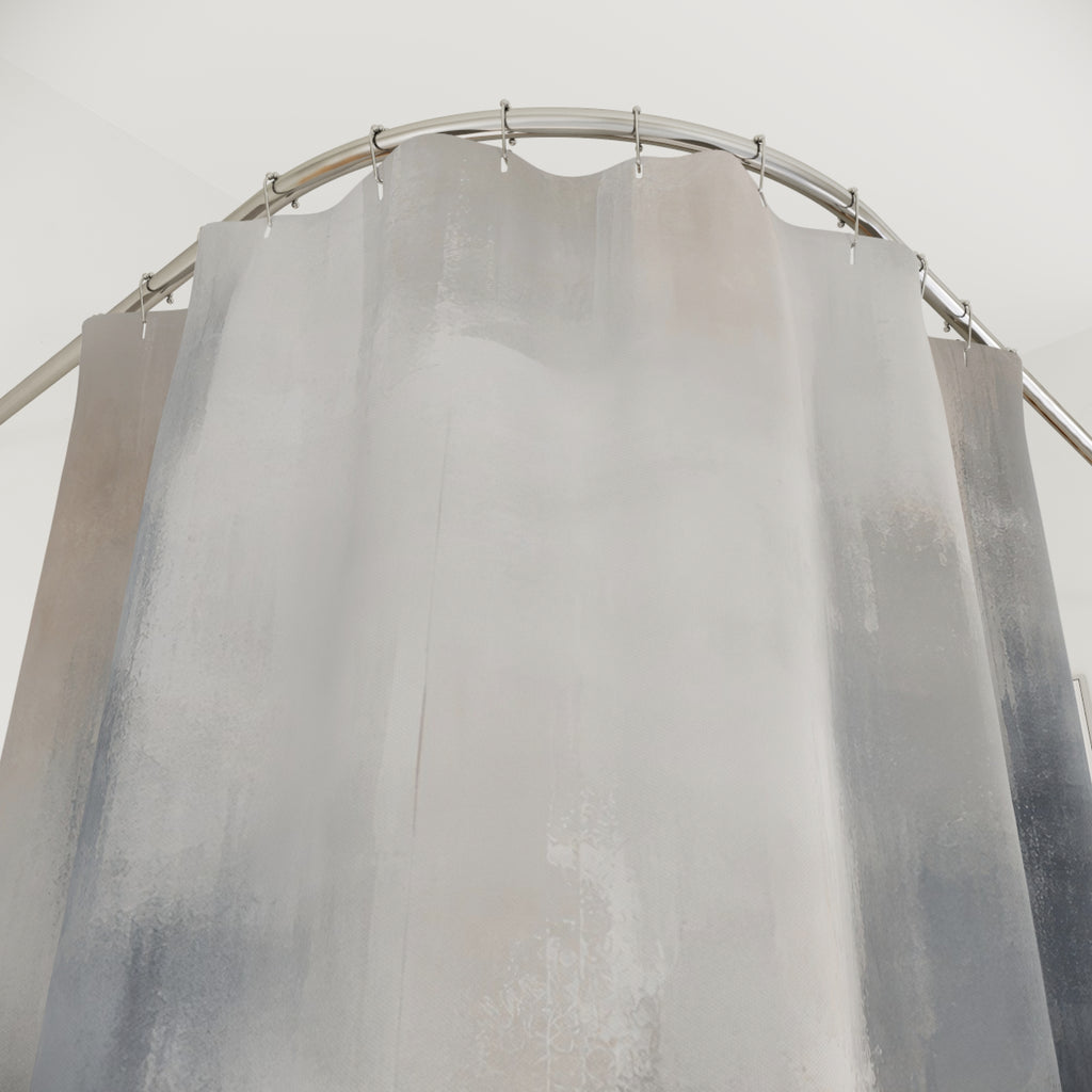 Gray White Abstract Brush Shower Curtain