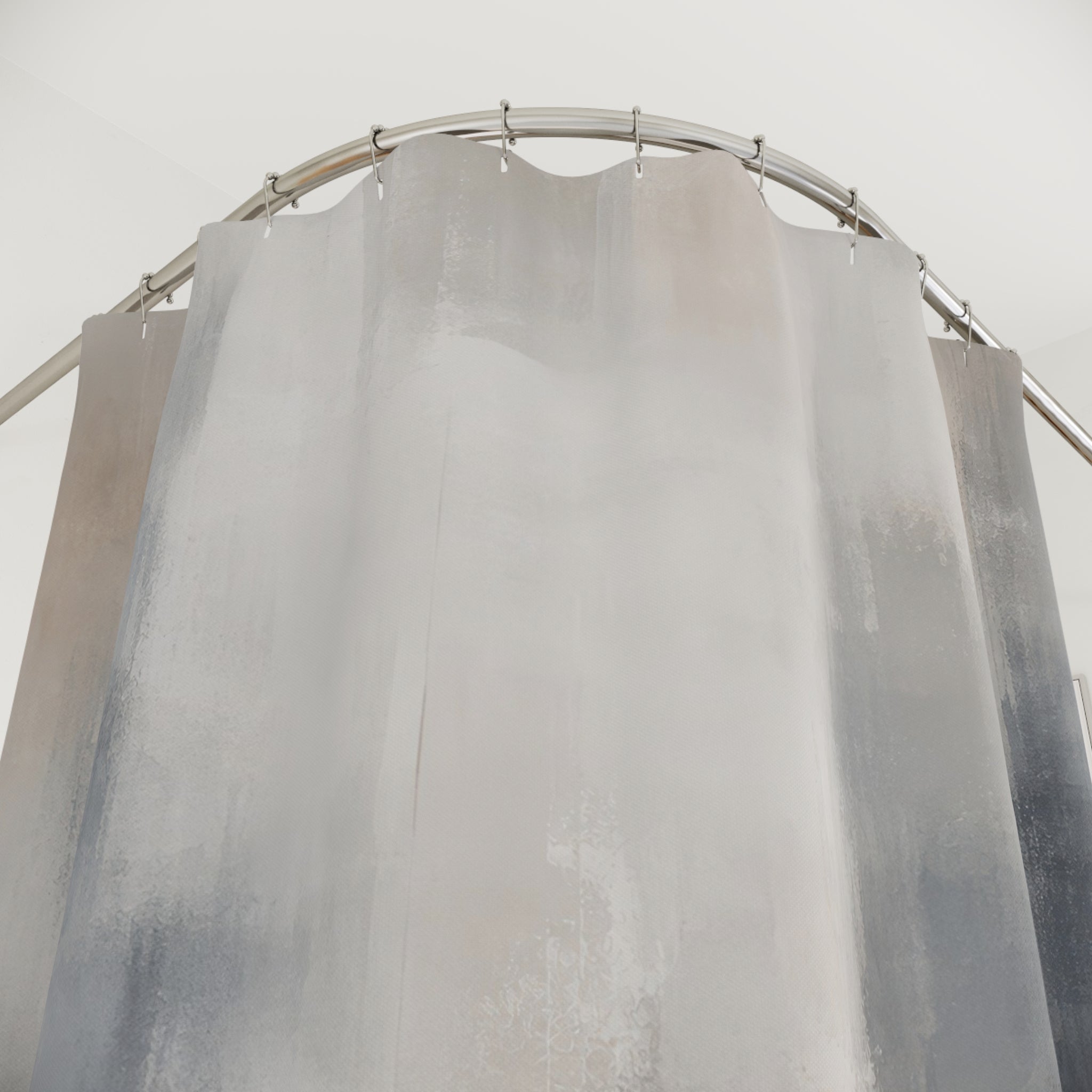 Gray White Abstract Brush Shower Curtain