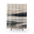 Black Beige Watercolor Hills Shower Curtain