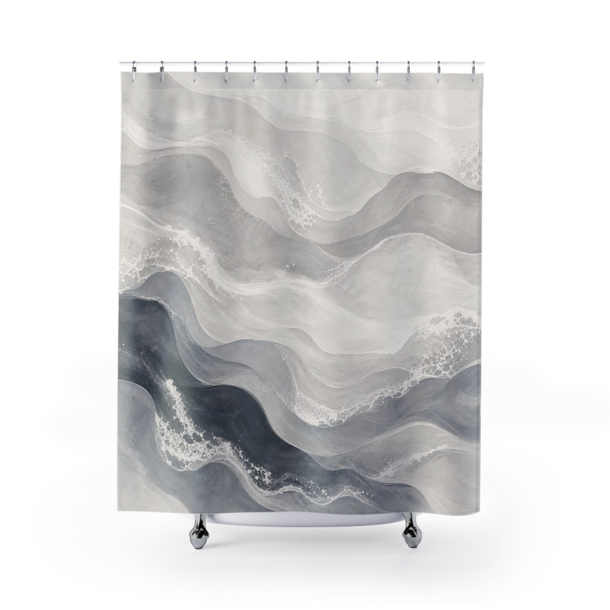 Grey Watercolor Landscape Shower Curtain