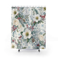 White Winter Flower Shower Curtain