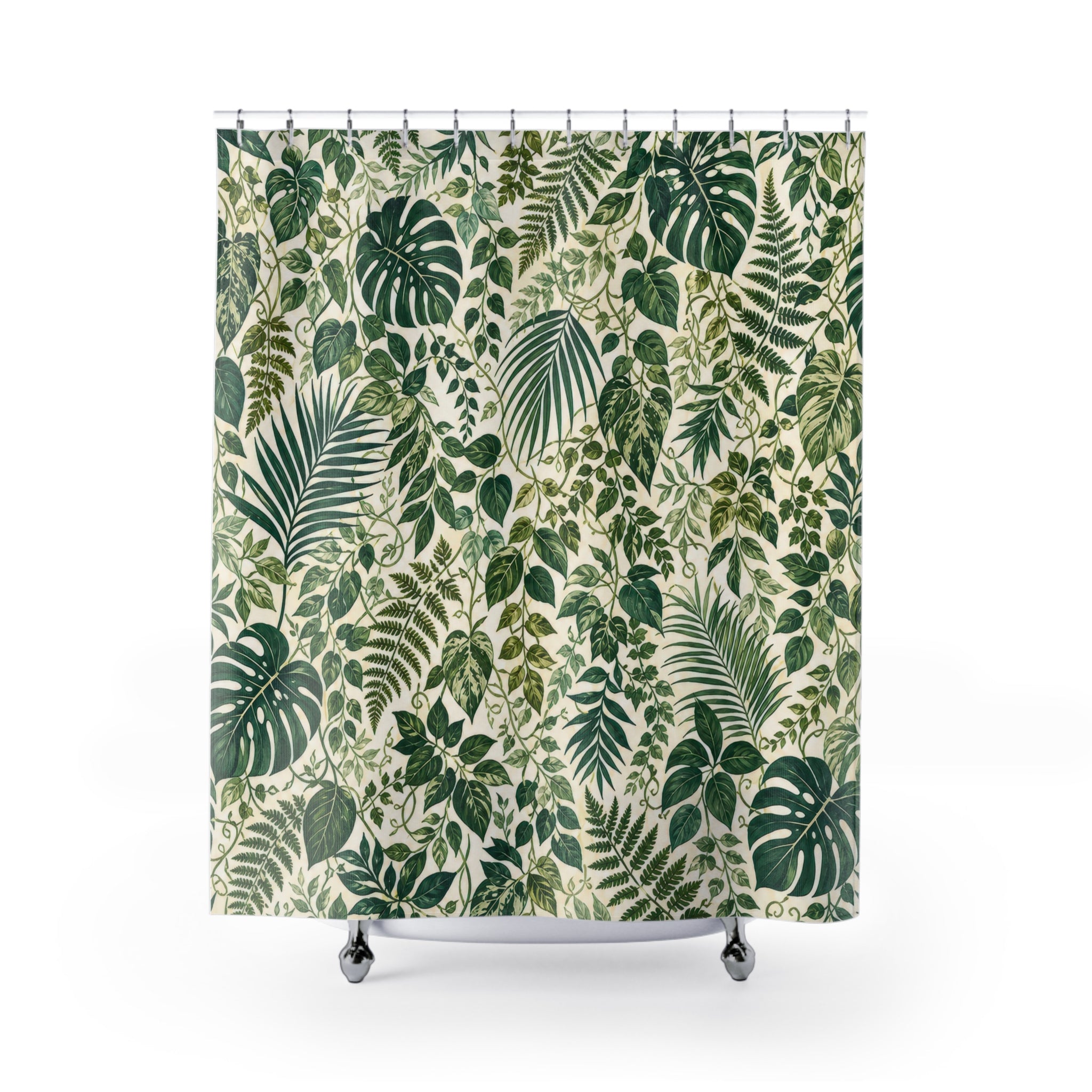 Palm Leaf Tropical Dense Floral Botanical Shower Curtain