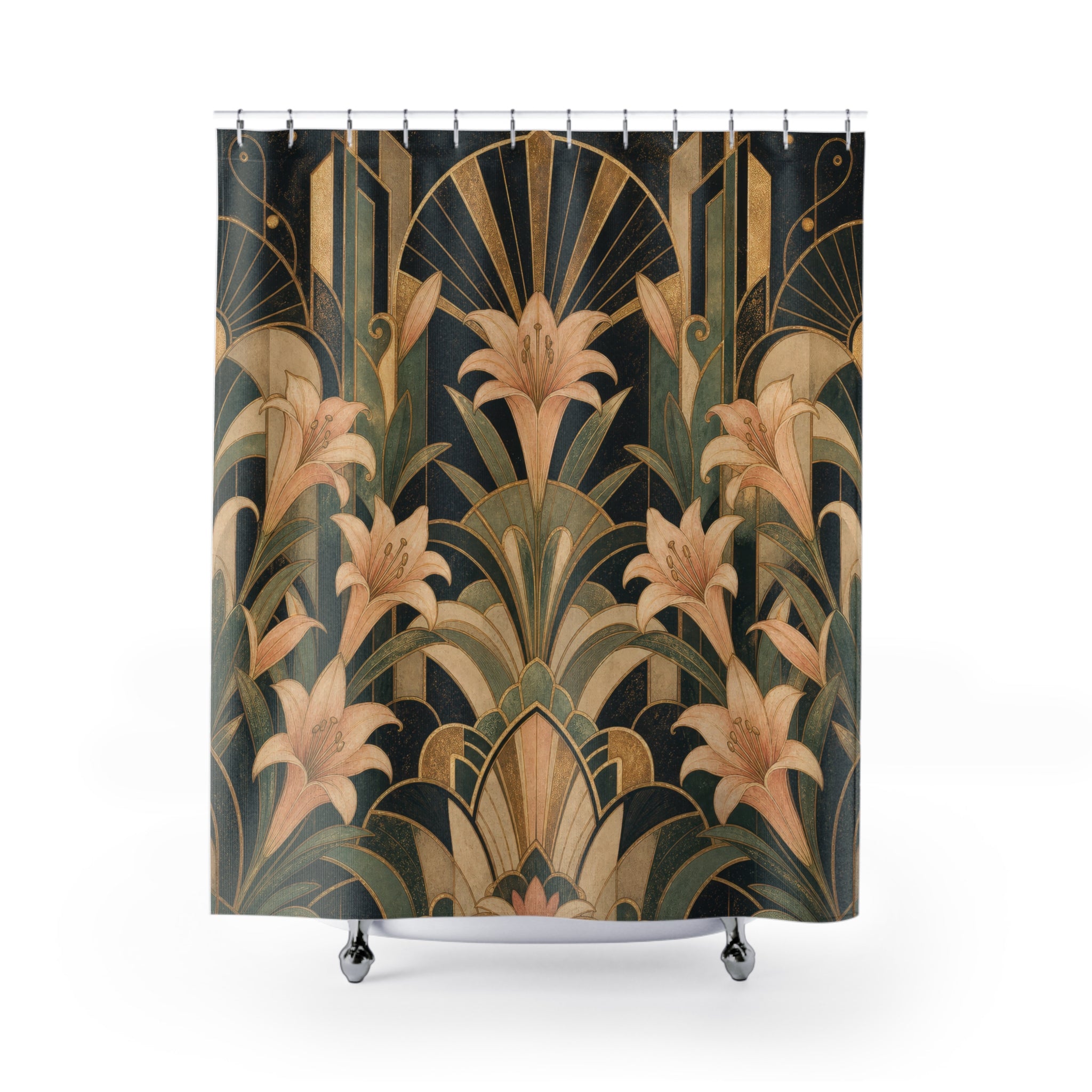 Art Deco Lily Fan Shower Curtain