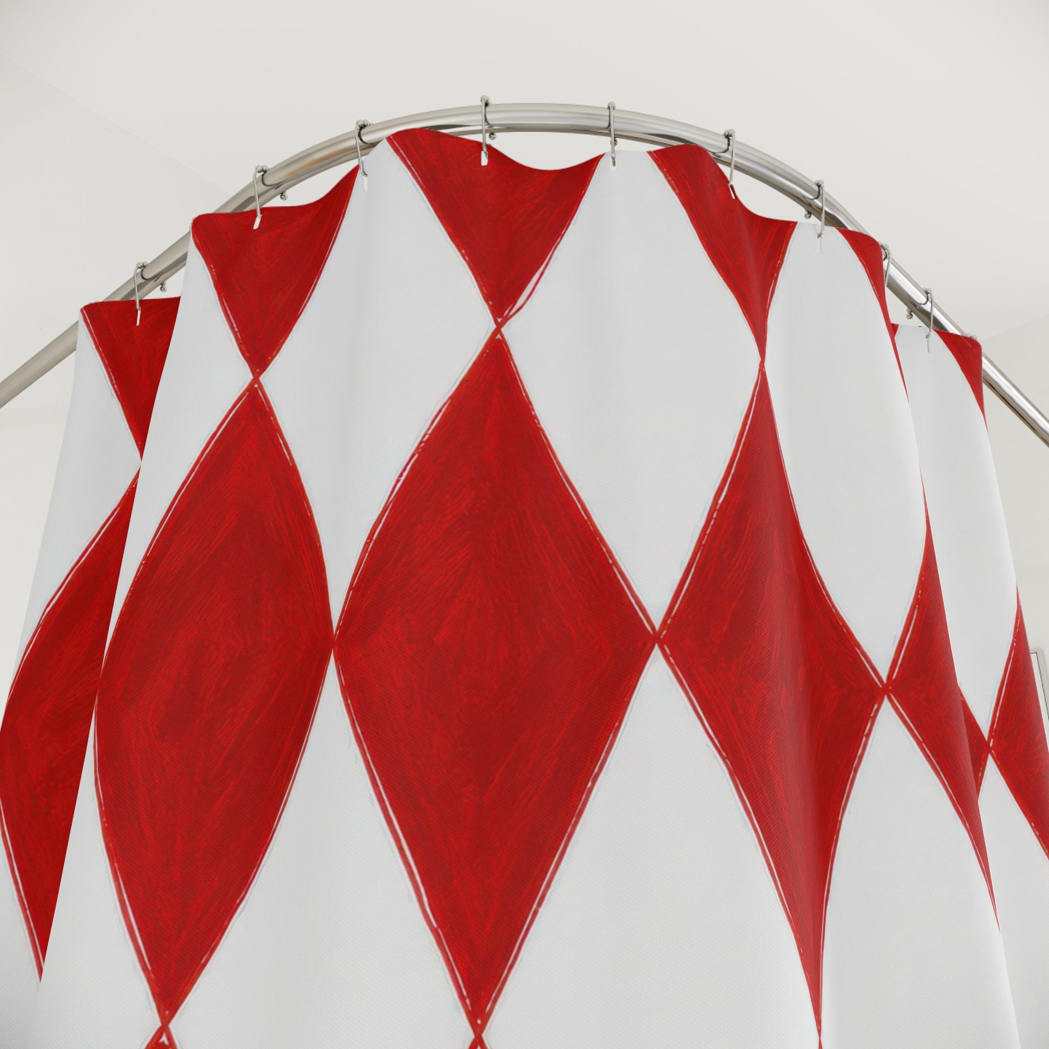 Red White Diamond Shower Curtain