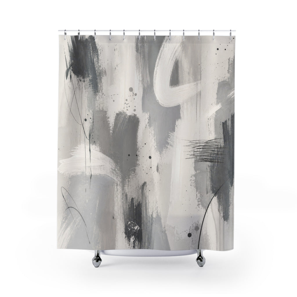 Grey Abstract Brushstroke Shower Curtain