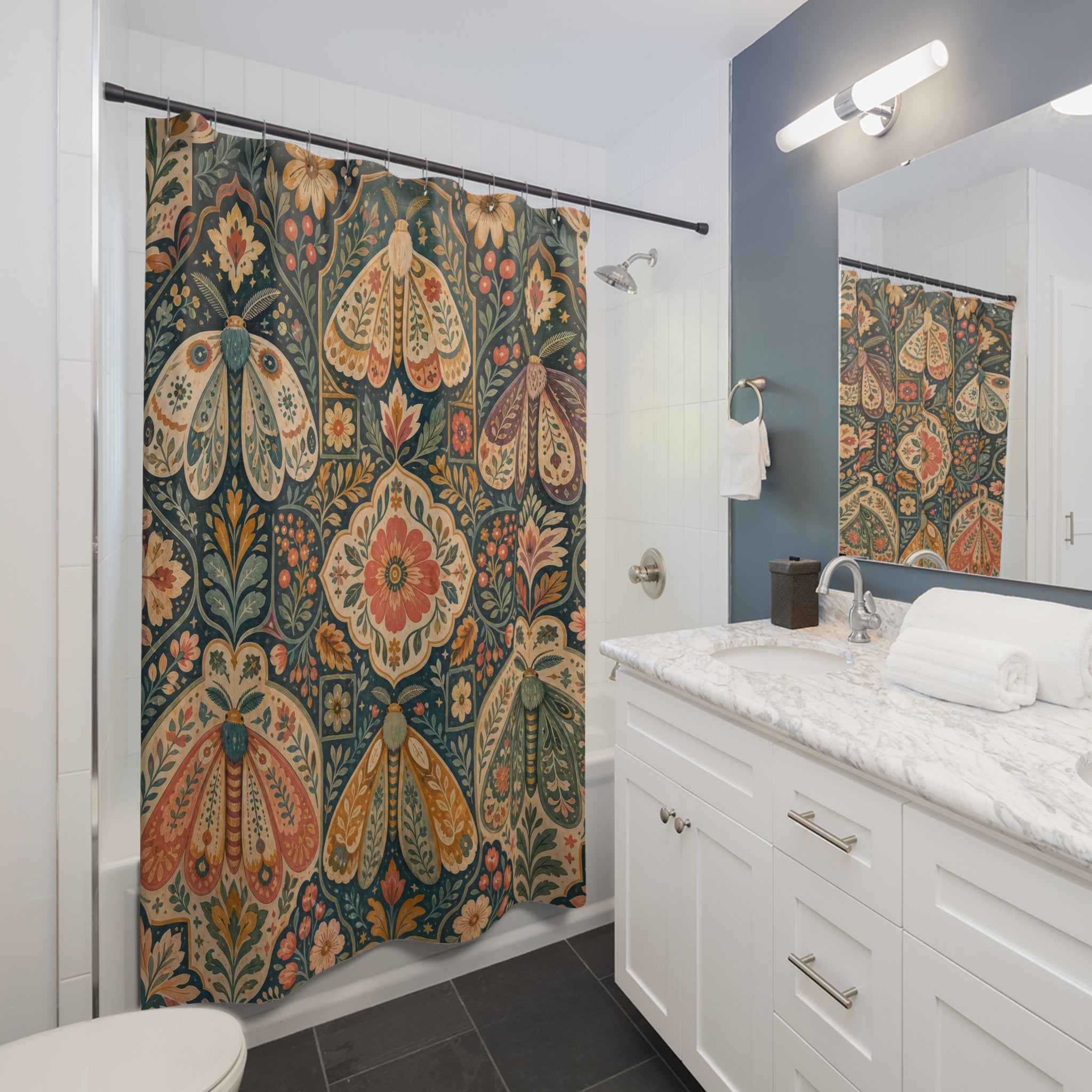 Unique Folk Floral Shower Curtain