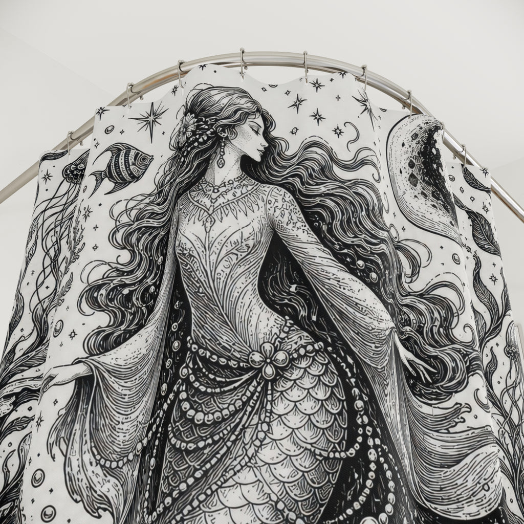Mermaid Moon Shell Shower Curtain