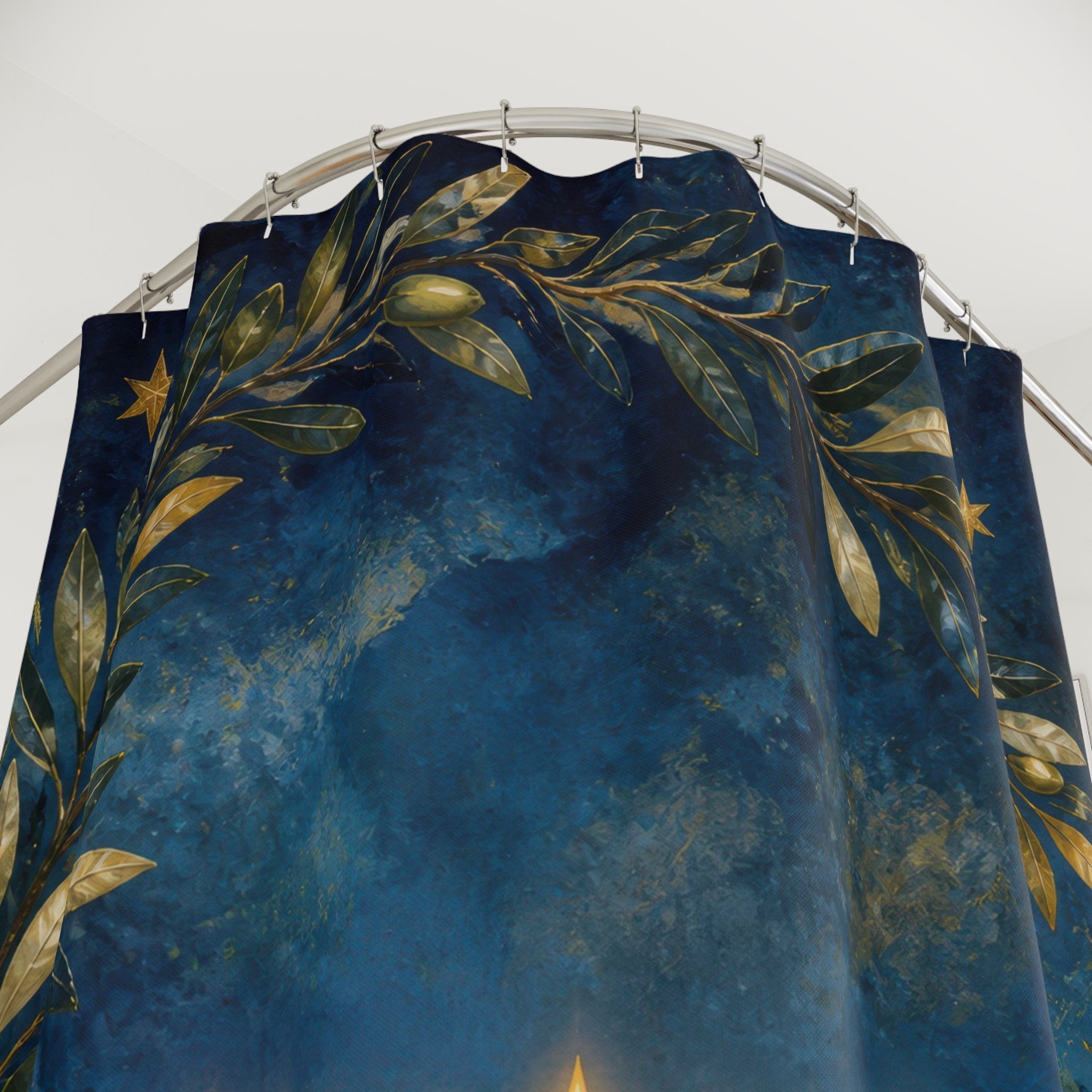 Luminous Hanukkah Garden Shower Curtain