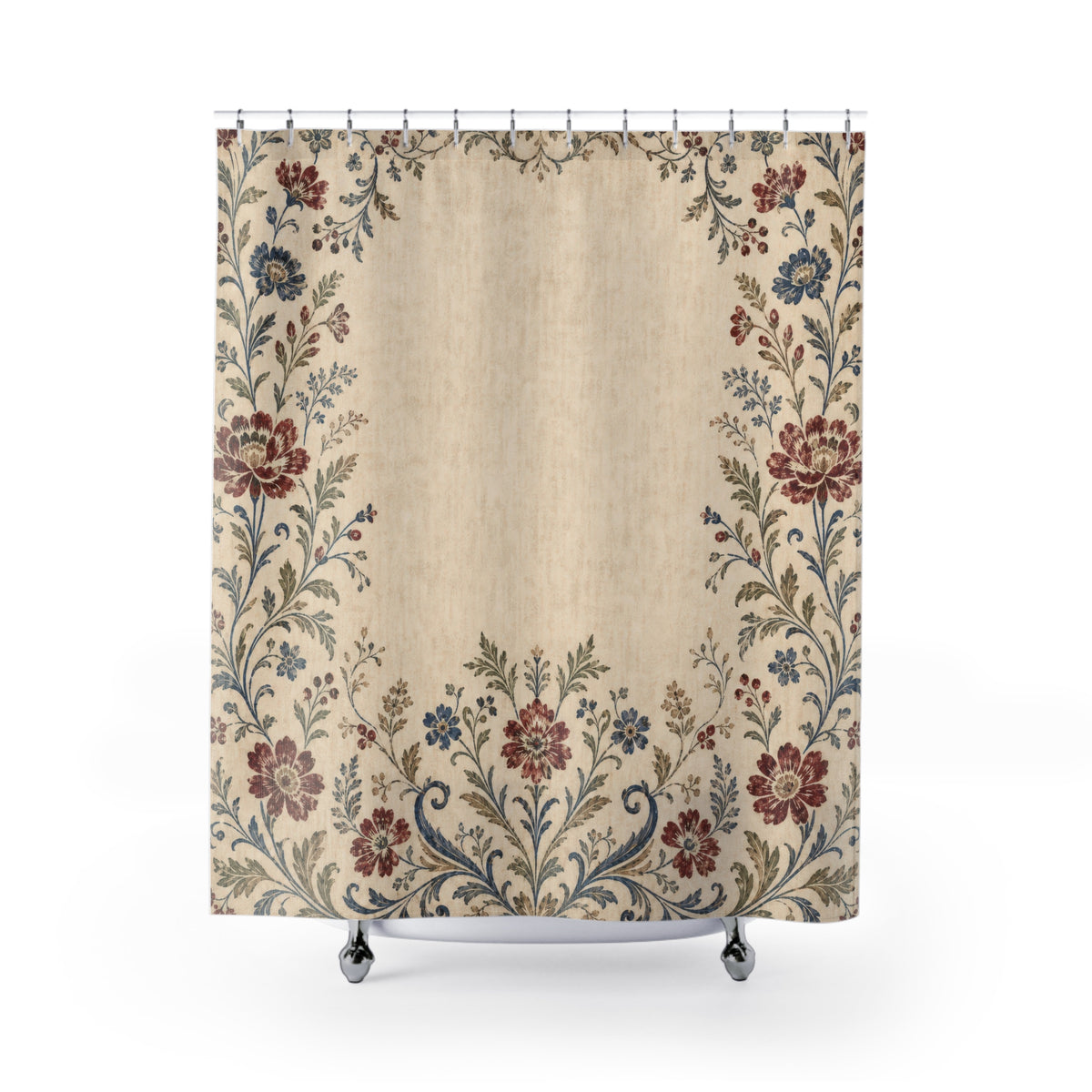Farmhouse Border Vintage Floral Shower Curtain