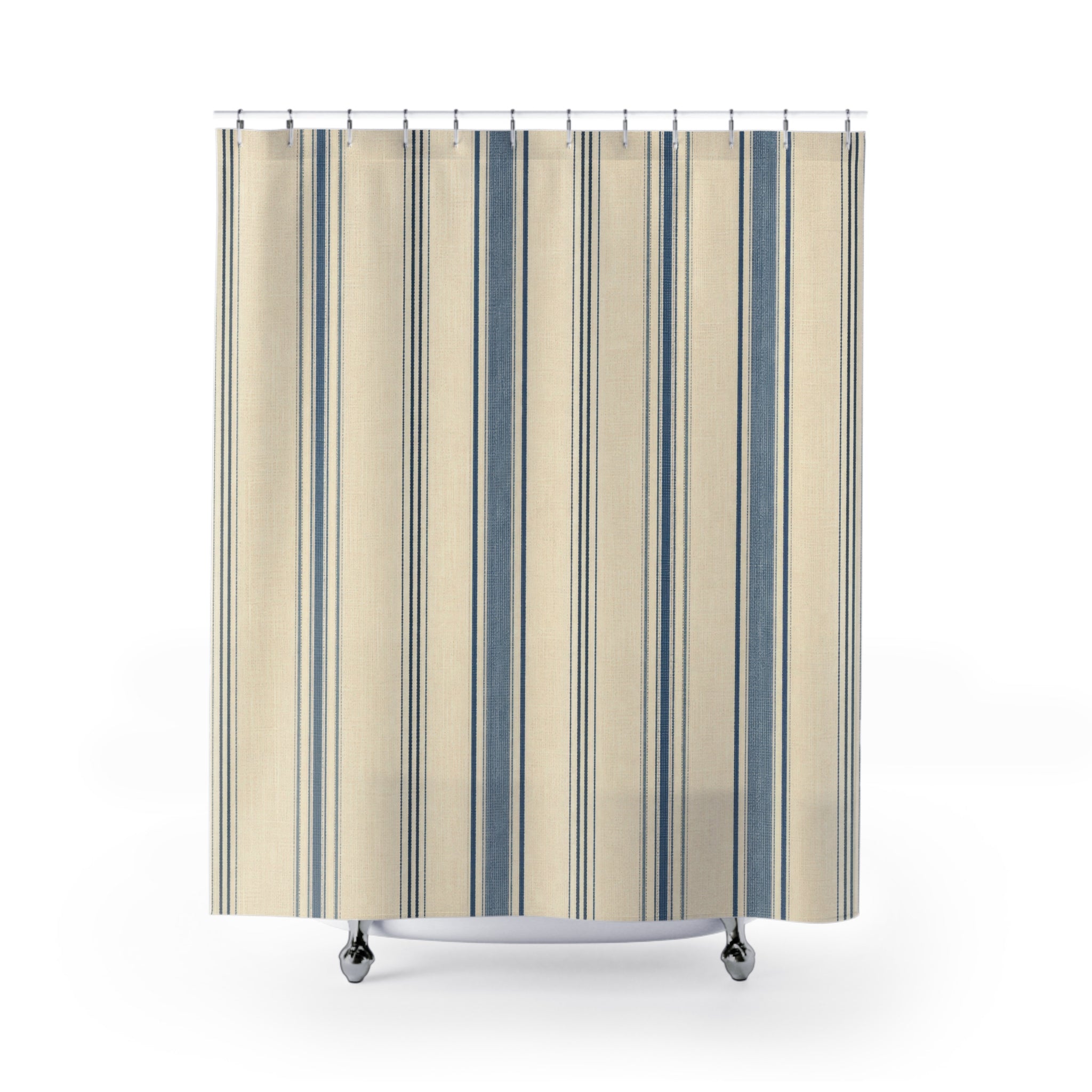 French Country Ticking Stripe Line Vintage Shower Curtain