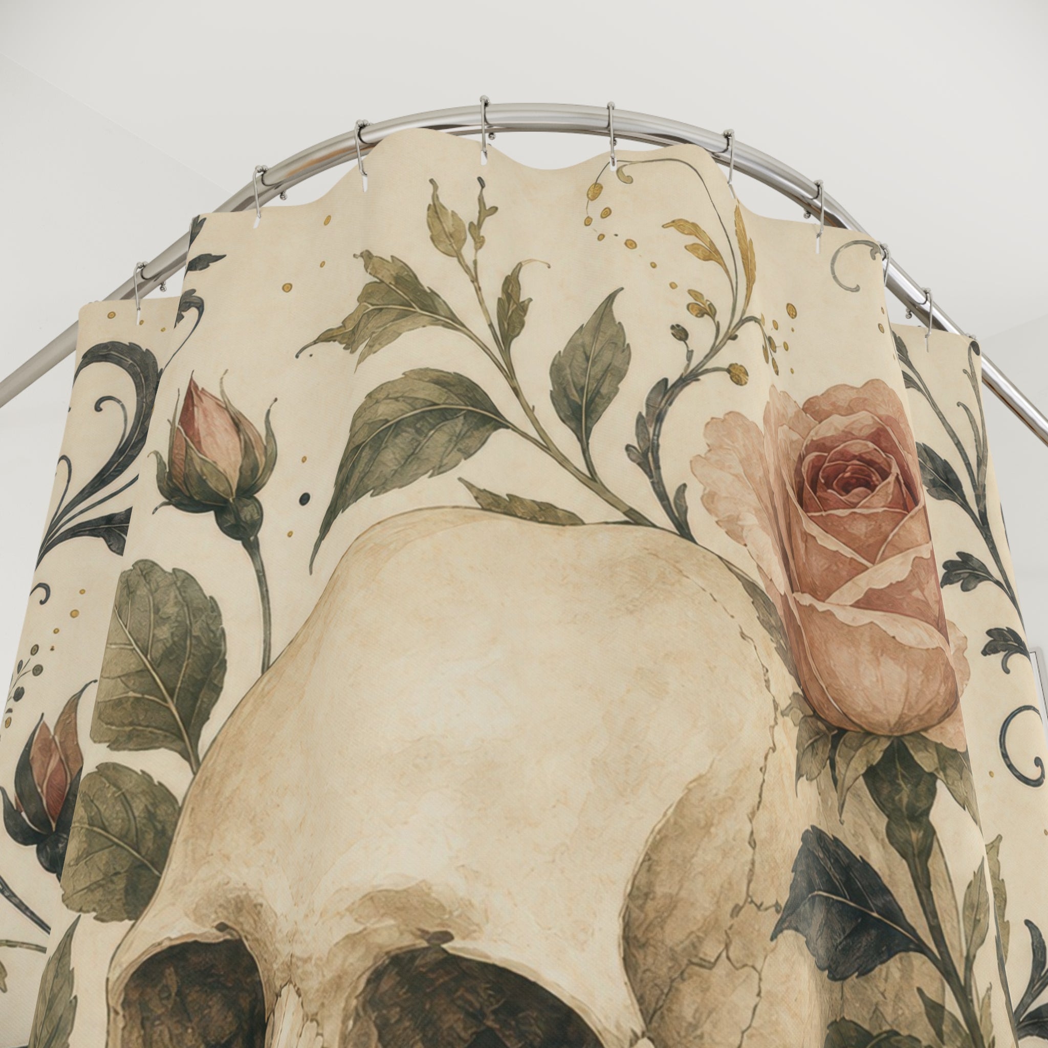 Gothic Floral Skull Shower Curtain