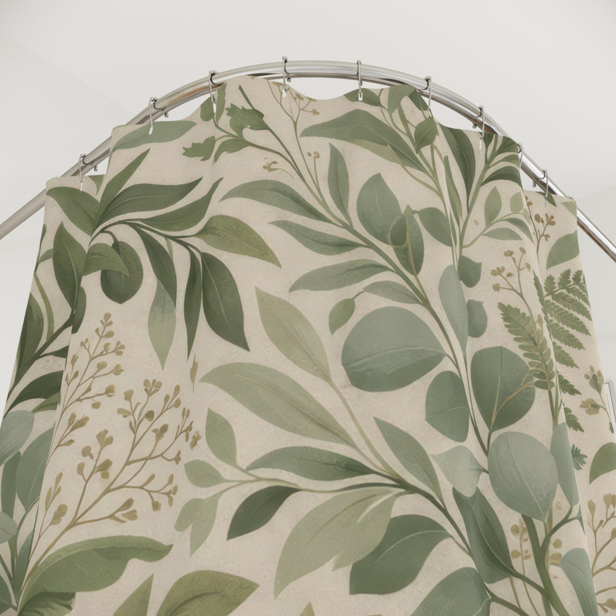 Sage Green Eucalyptus Leaf Shower Curtain
