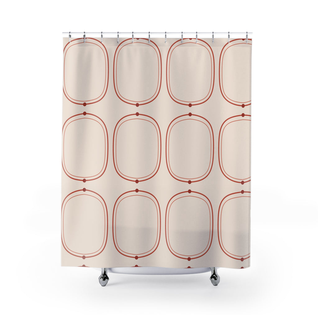 Coral and Beige Moroccan Ogee Shower Curtain