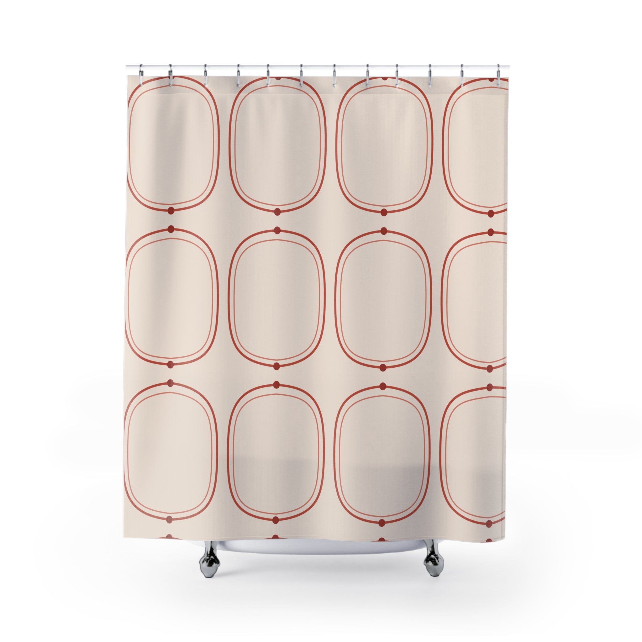 Coral and Beige Moroccan Ogee Shower Curtain