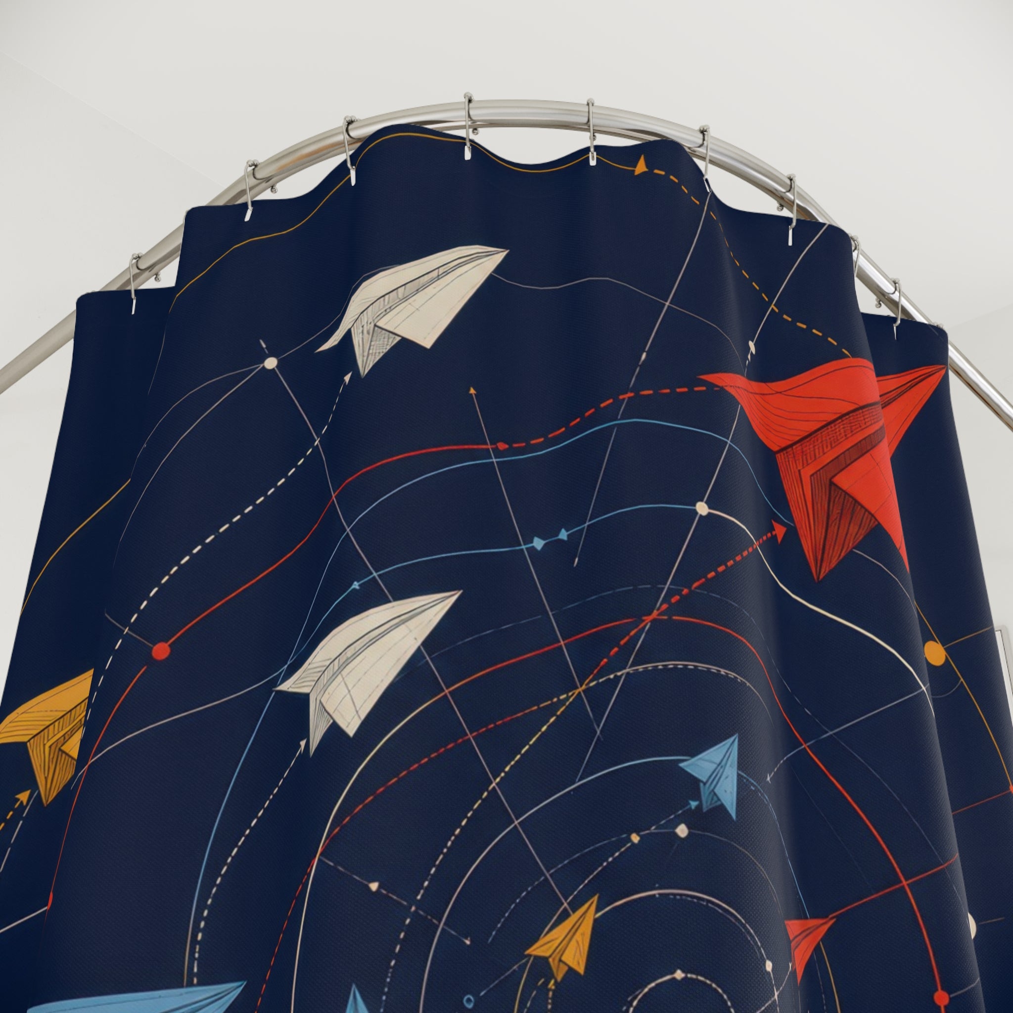 Geometric Paper Airplane Shower Curtain