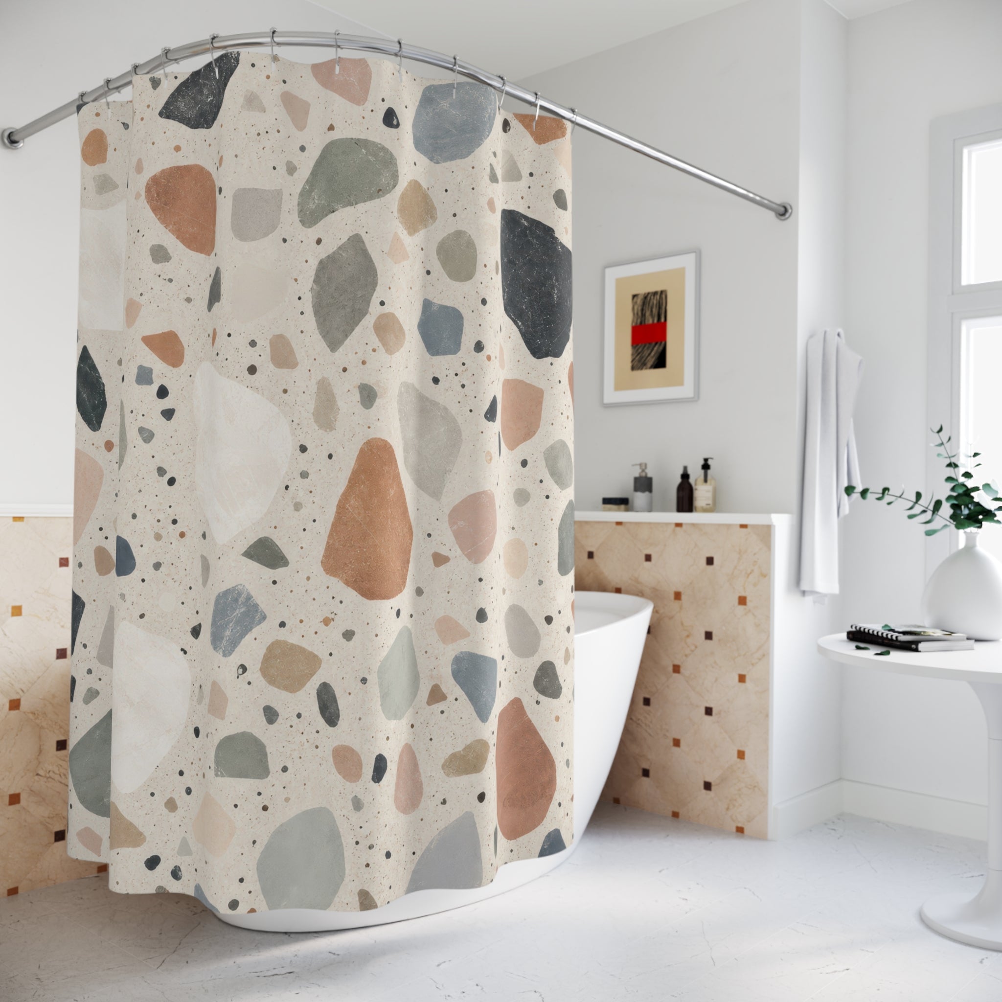 Multicolor Stone Chip Shower Curtain