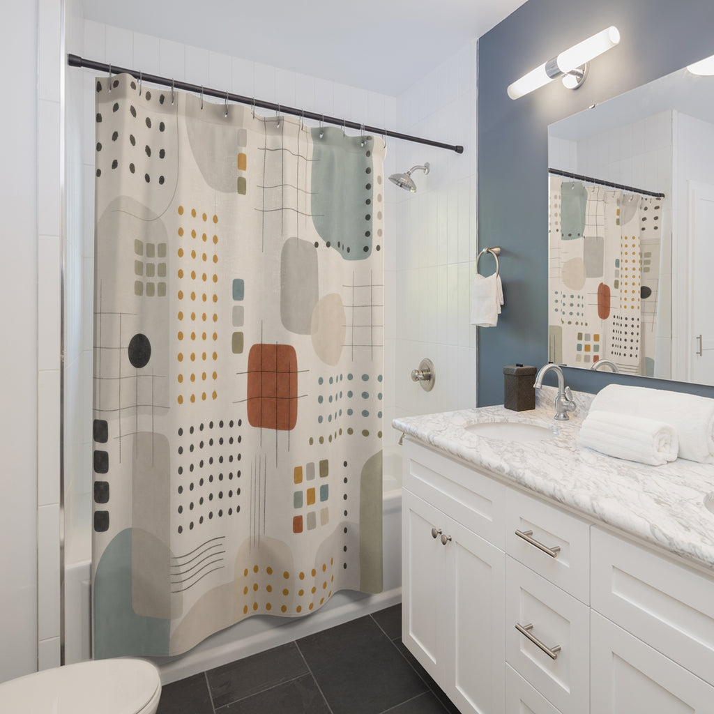 Soft Blue Geometric Shower Curtain