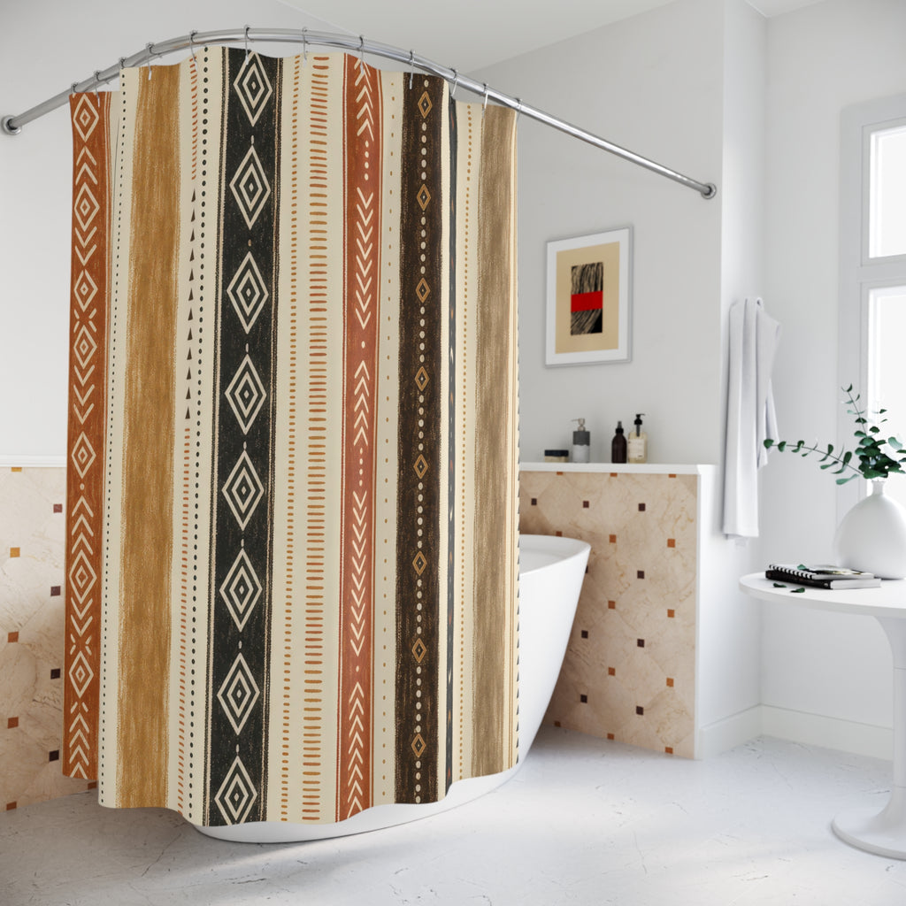 Black Rust Moon Diamond Stripe Shower Curtain