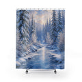 Snowy Spruce Frozen Creek Shower Curtain