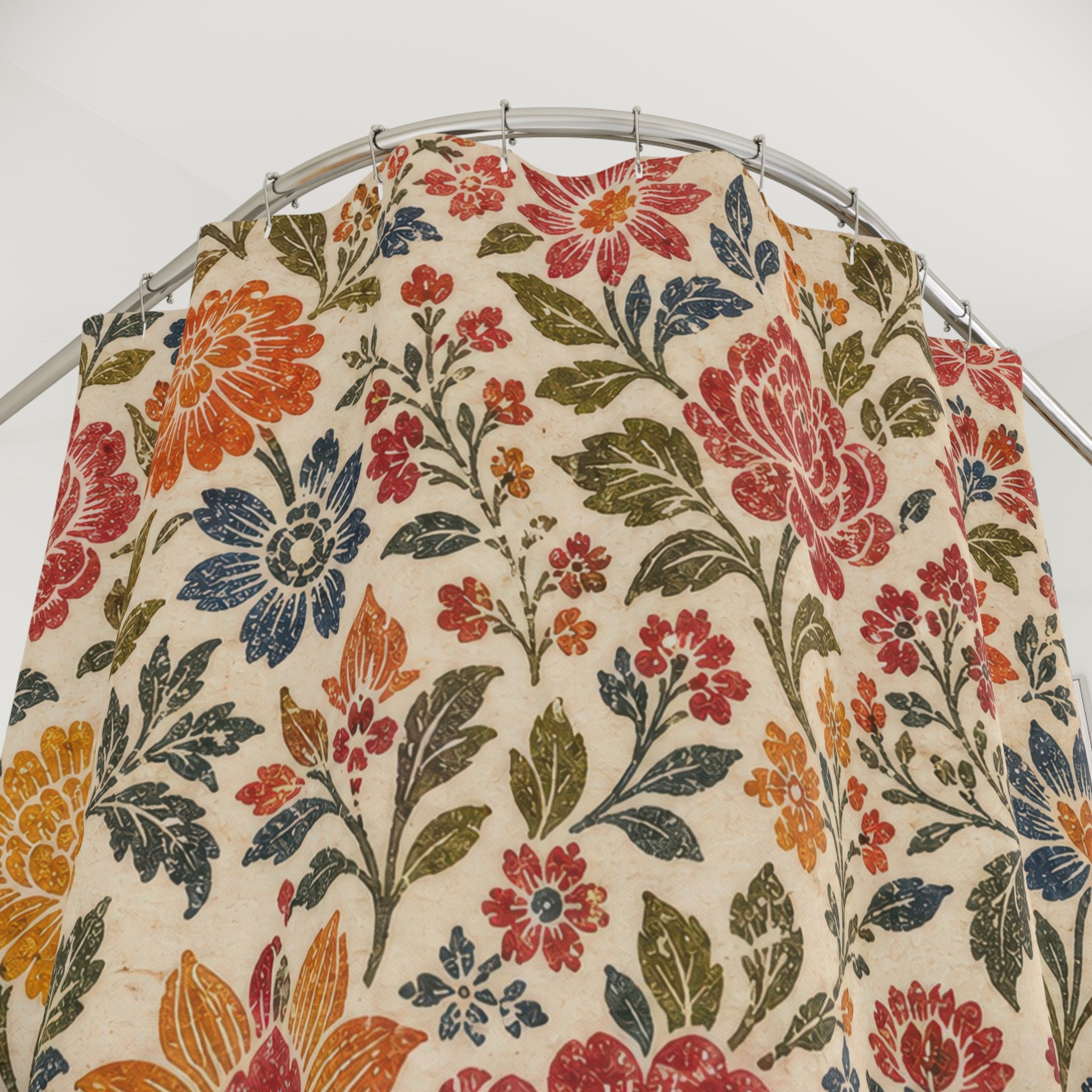 Folk Flower Boho Floral Shower Curtain