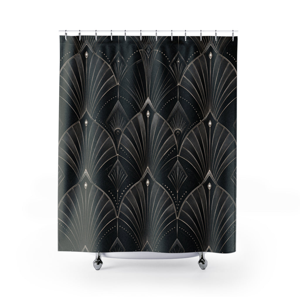 Black and Silver Art Deco Shower Curtain