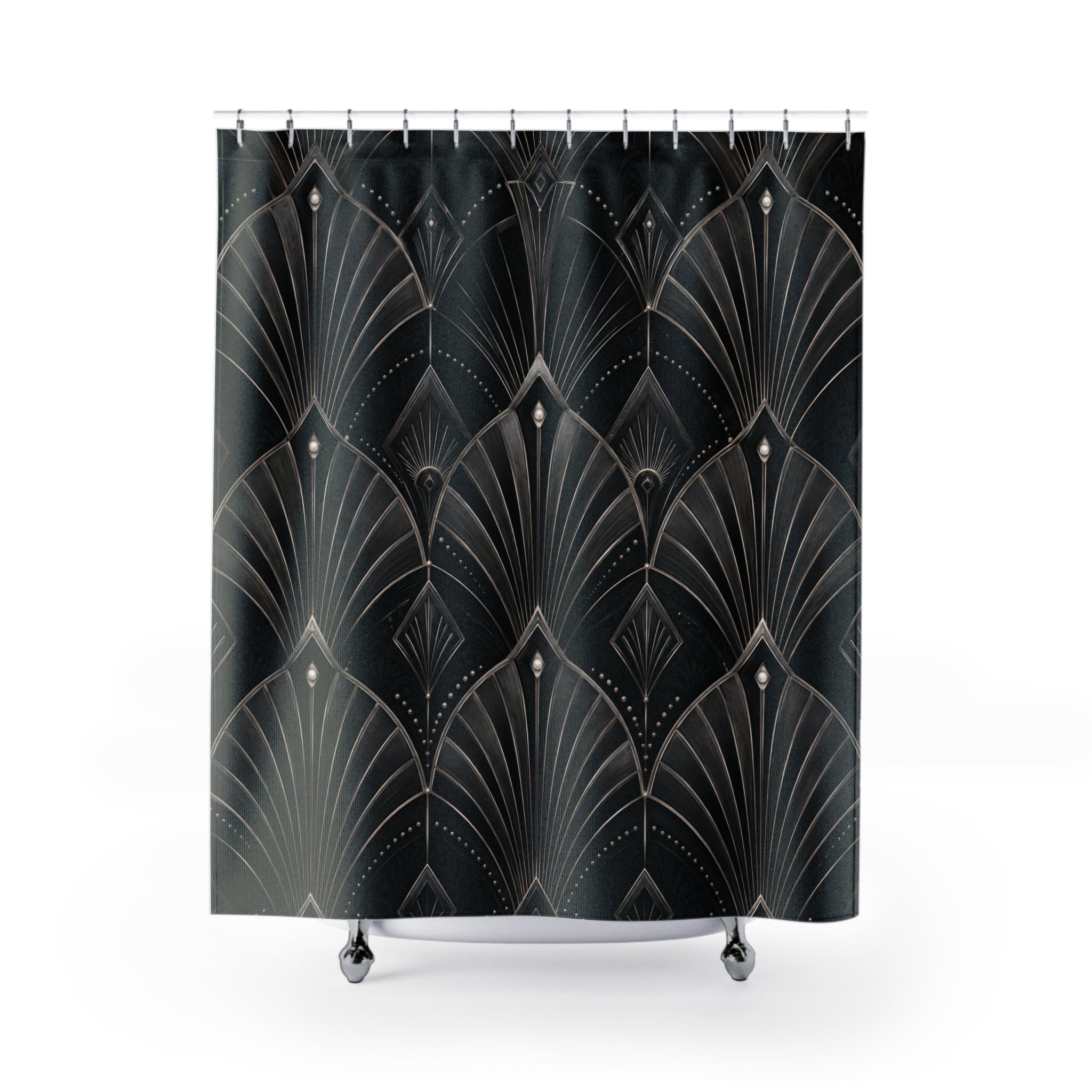 Black and Silver Art Deco Shower Curtain