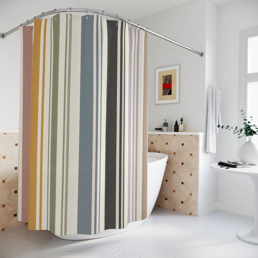 Thin Multicolor Vertical Stripe Shower Curtain