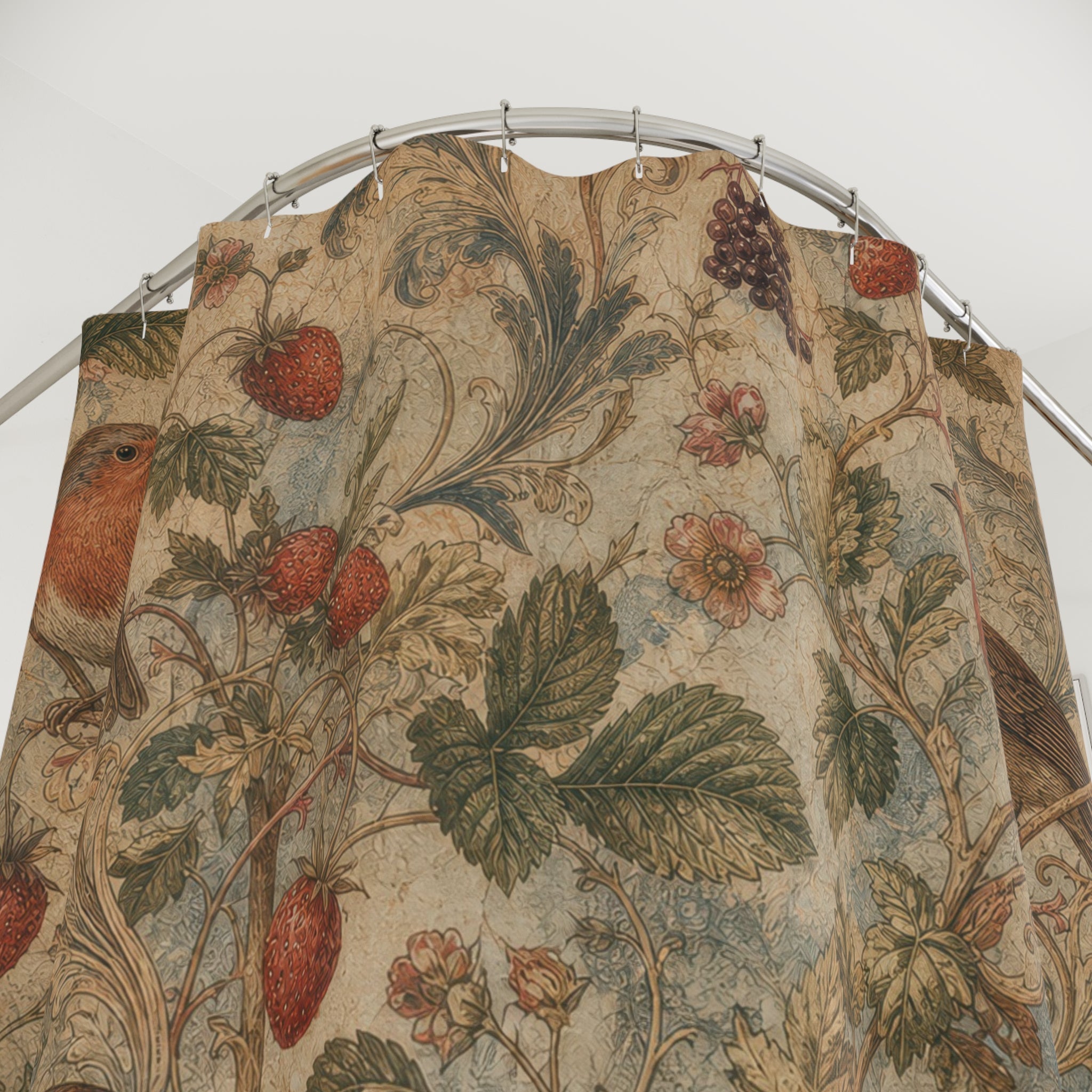 Bird Berry Wallpaper Shower Curtain