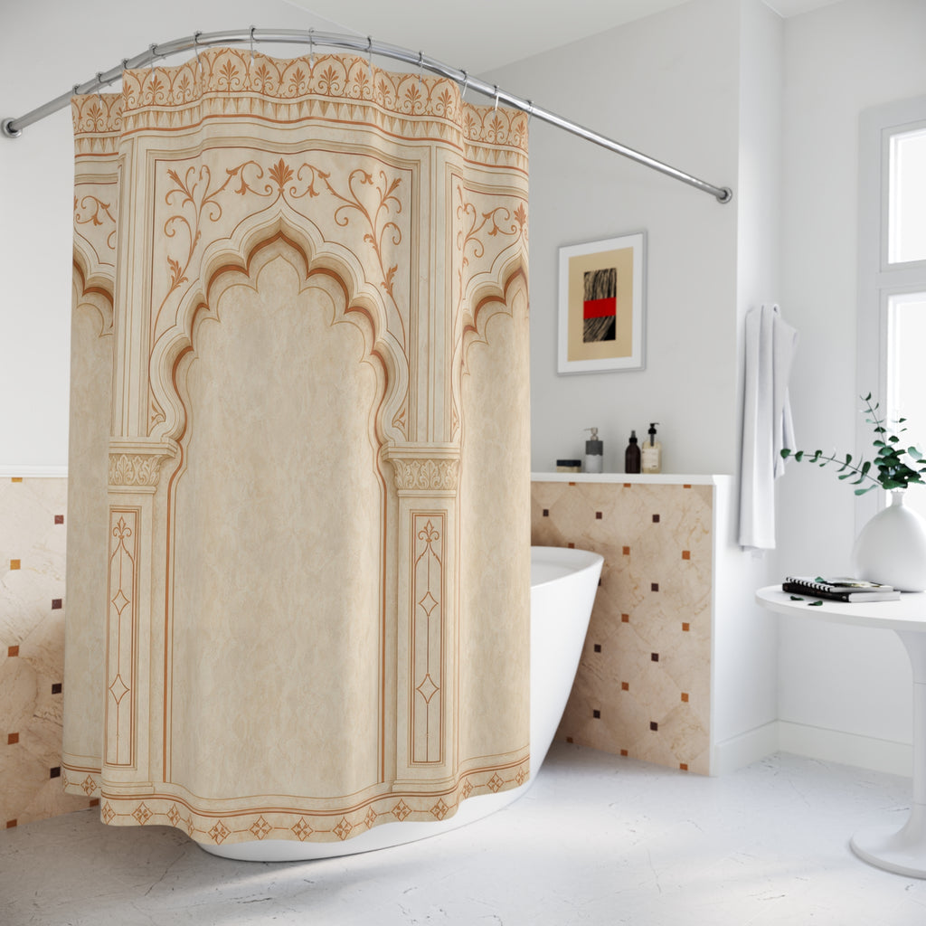 Neutral Moroccan Shower Curtain