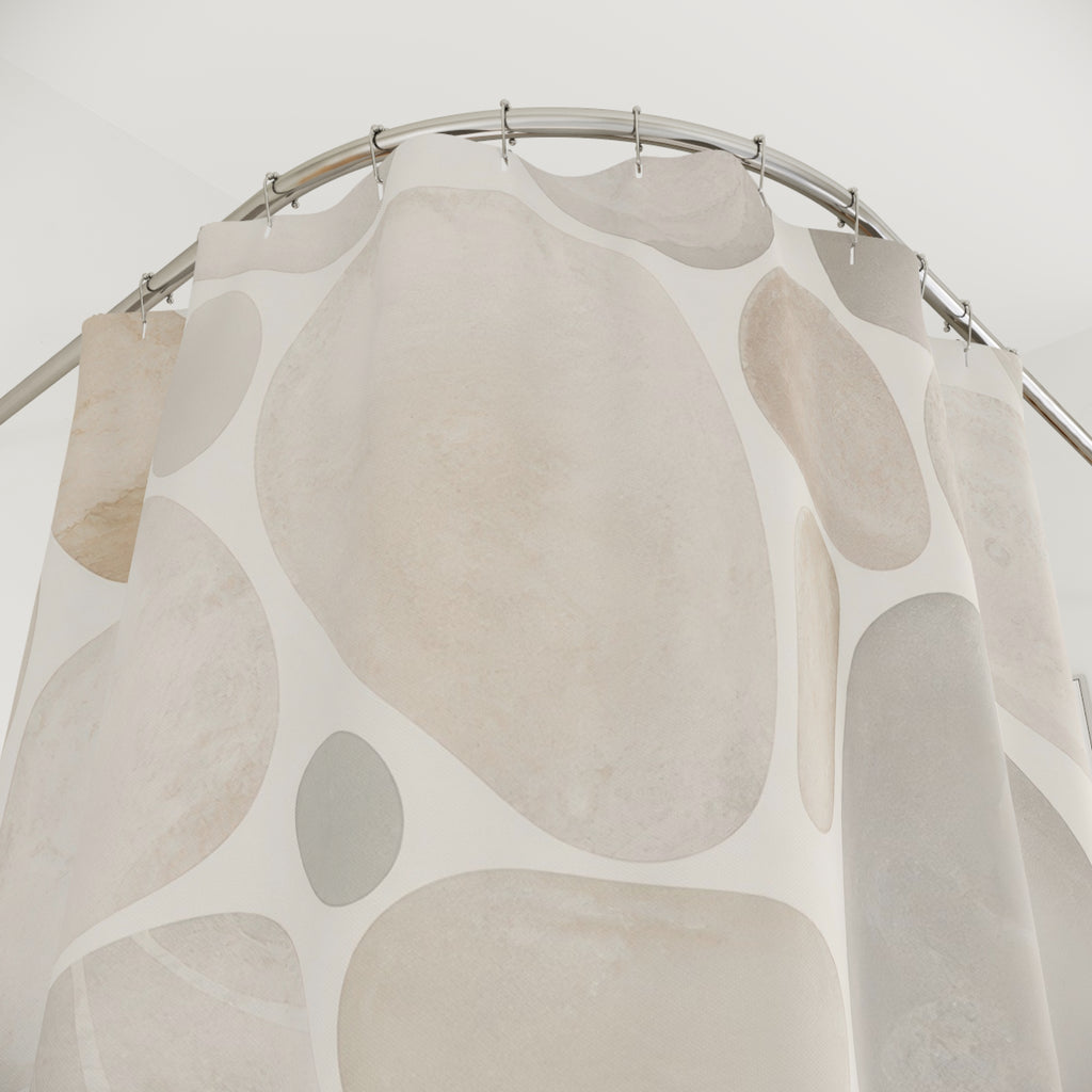 Off White Pebble Stone Look Shower Curtain
