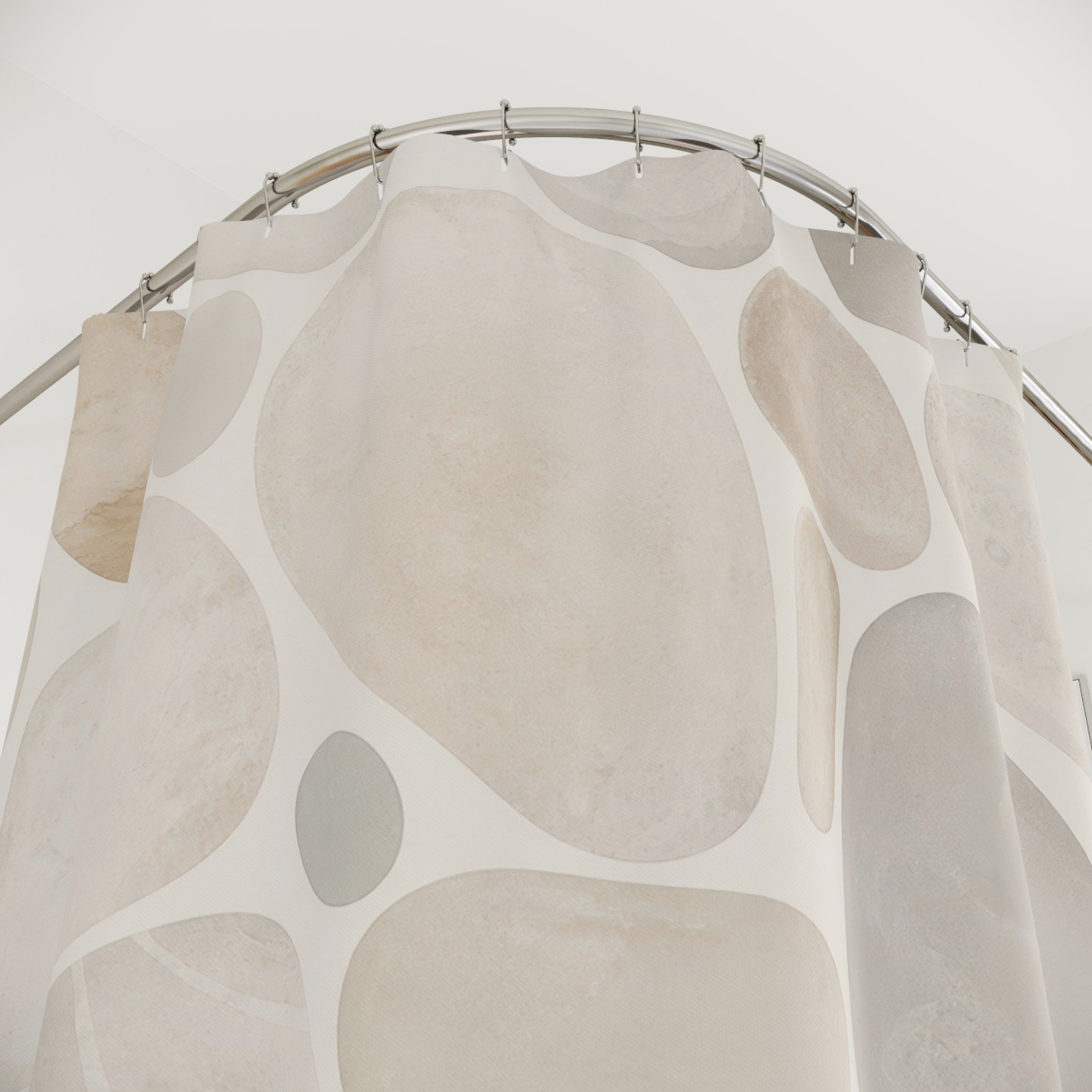 Off White Pebble Stone Look Shower Curtain