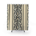 Charcoal Ivory Baroque Damask Shower Curtain