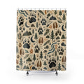 Forest Tracks Shower Curtain, Woodland Kids Bathroom Decor, Animal Track Bath Curtain, Boys Bathroom Decor, Cabin Style, Bath Decor