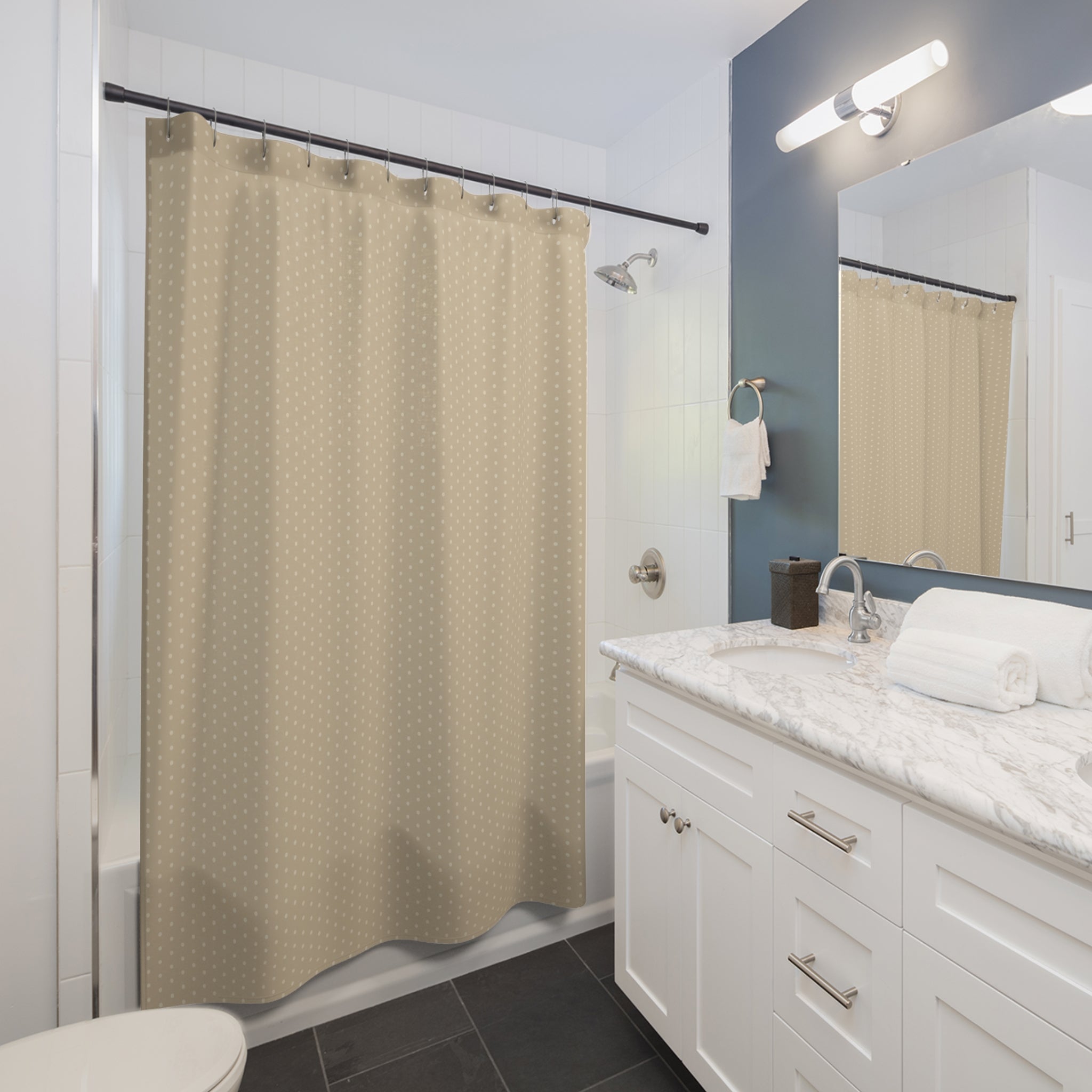 Cream and Beige Tonal Polka Dot Shower Curtain