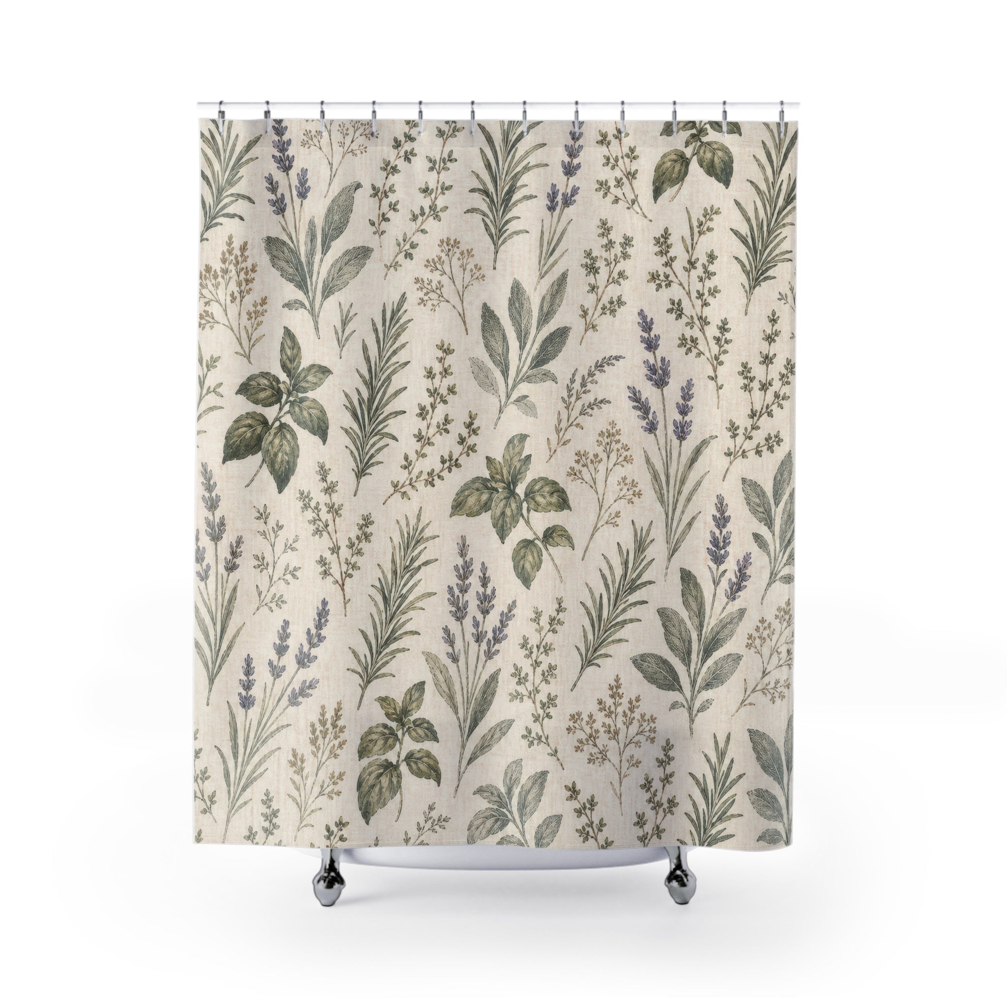 Green Herb Sprig Shower Curtain