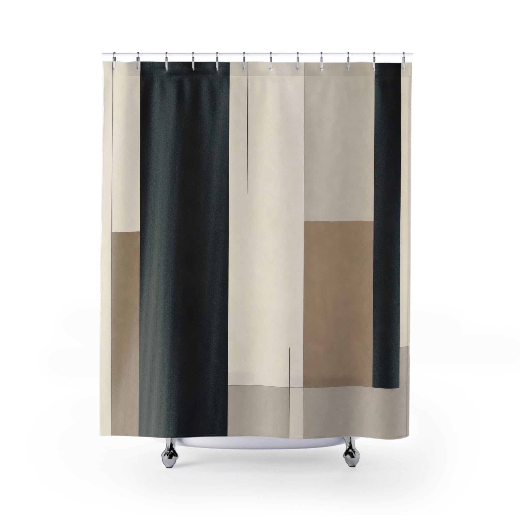 Beige Gray Modern Black Shower Curtain