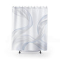 White Shower Curtain, Modern Abstract Bath Decor, Soft Ribbon Pattern, Minimal Guest Bathroom Decor, Spa Neutral White Style Decor