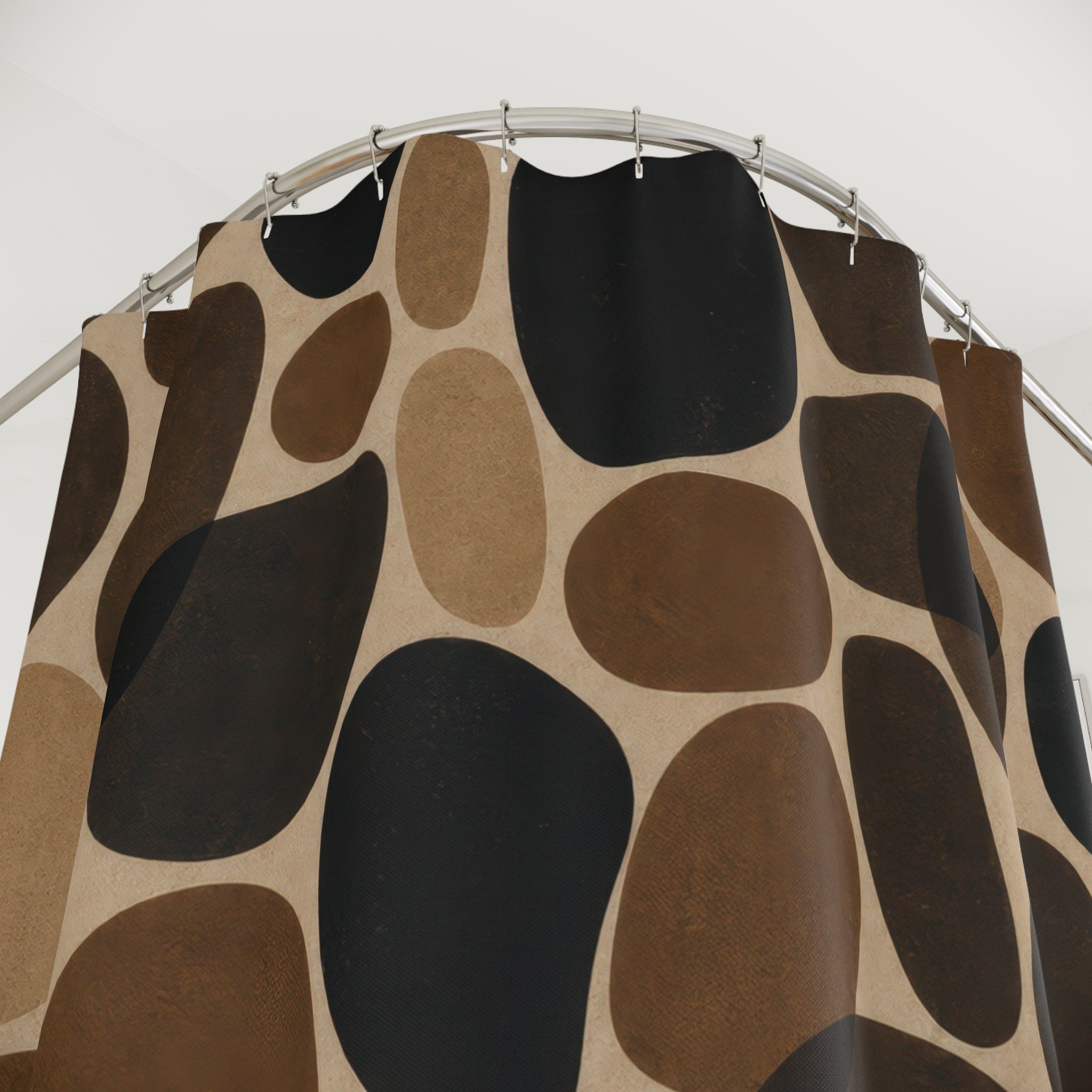 Black Brown River Stone Shower Curtain