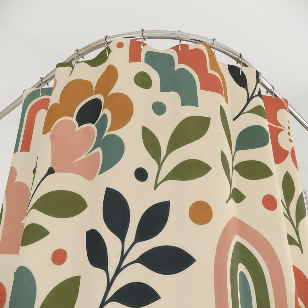 Retro Floral Shower Curtain