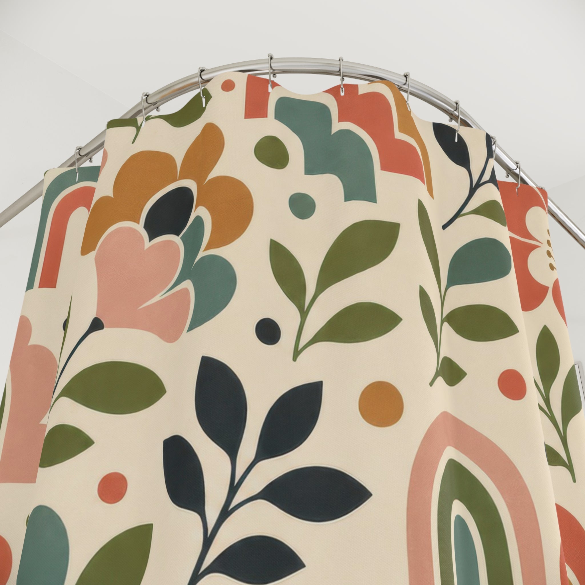 Retro Floral Shower Curtain