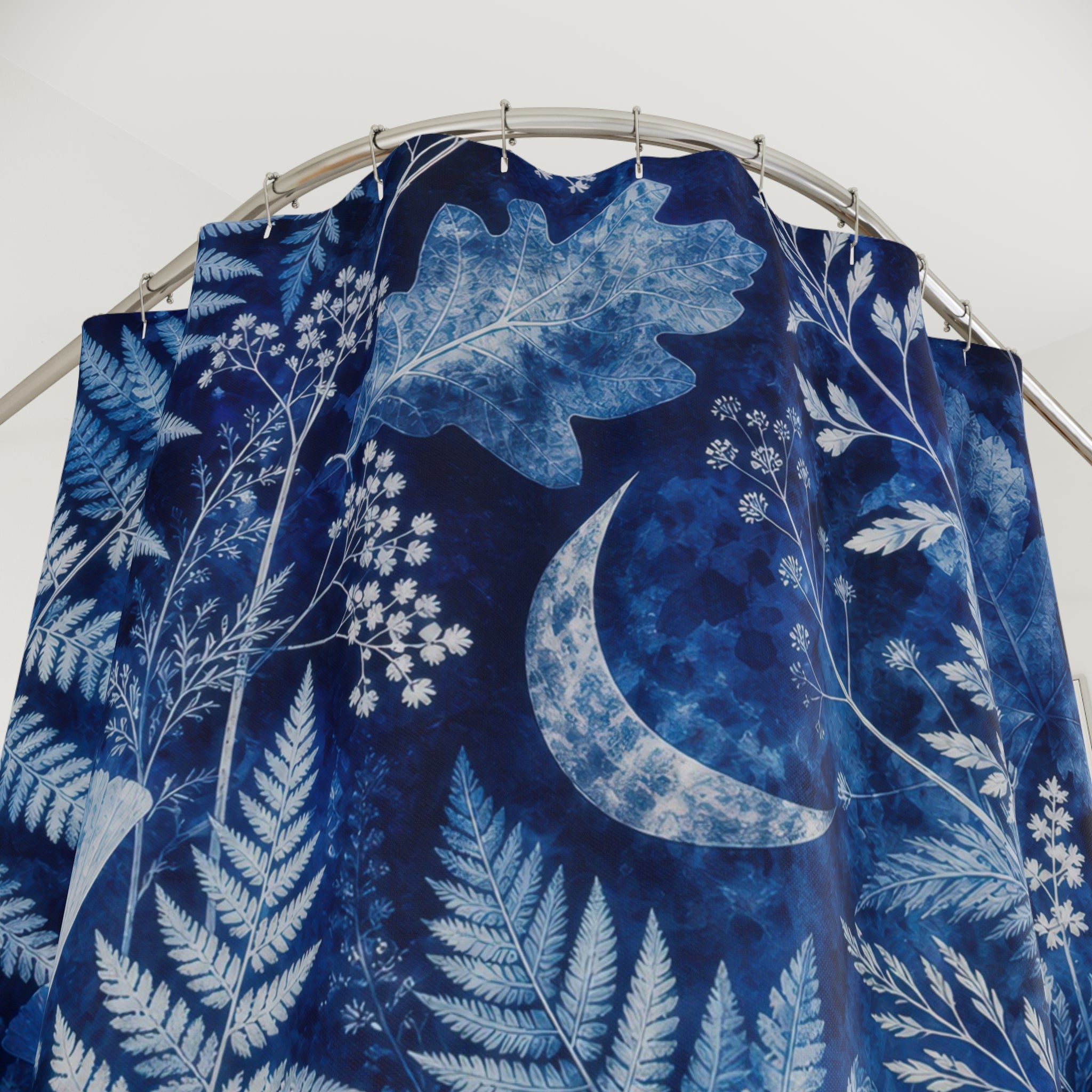 Cyanotype Fern Moon Botanicals Shower Curtain
