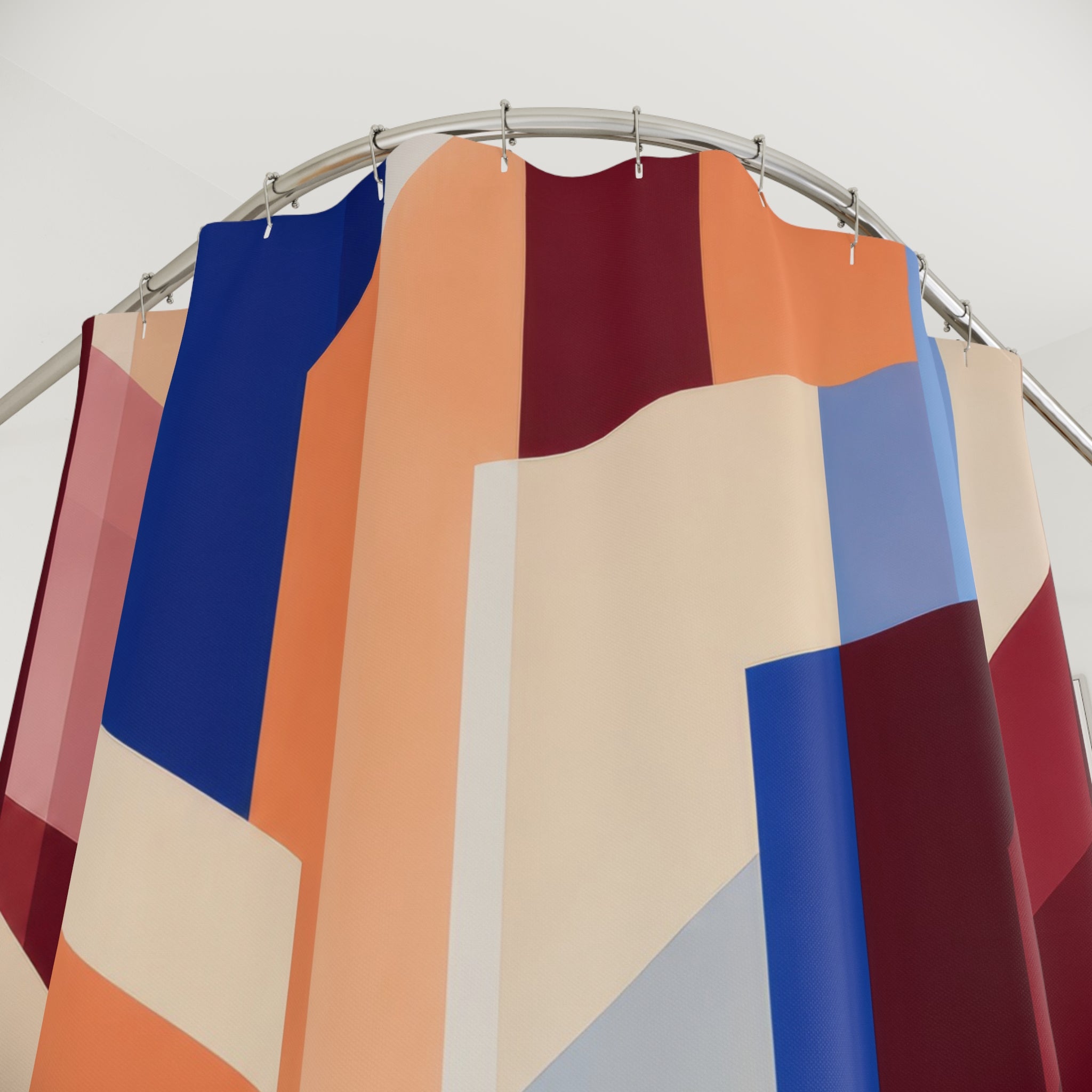 Cobalt & Burgundy Geometric Abstract Shower Curtain