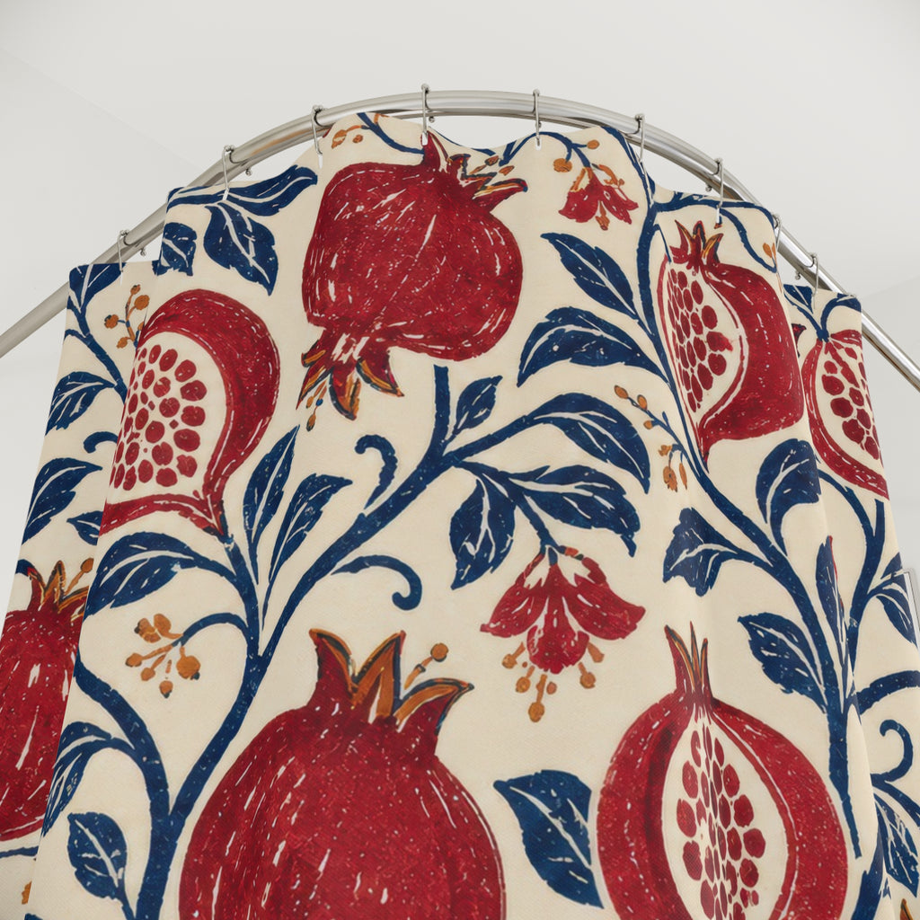 Terracotta Pomegranate Block Print Shower Curtain