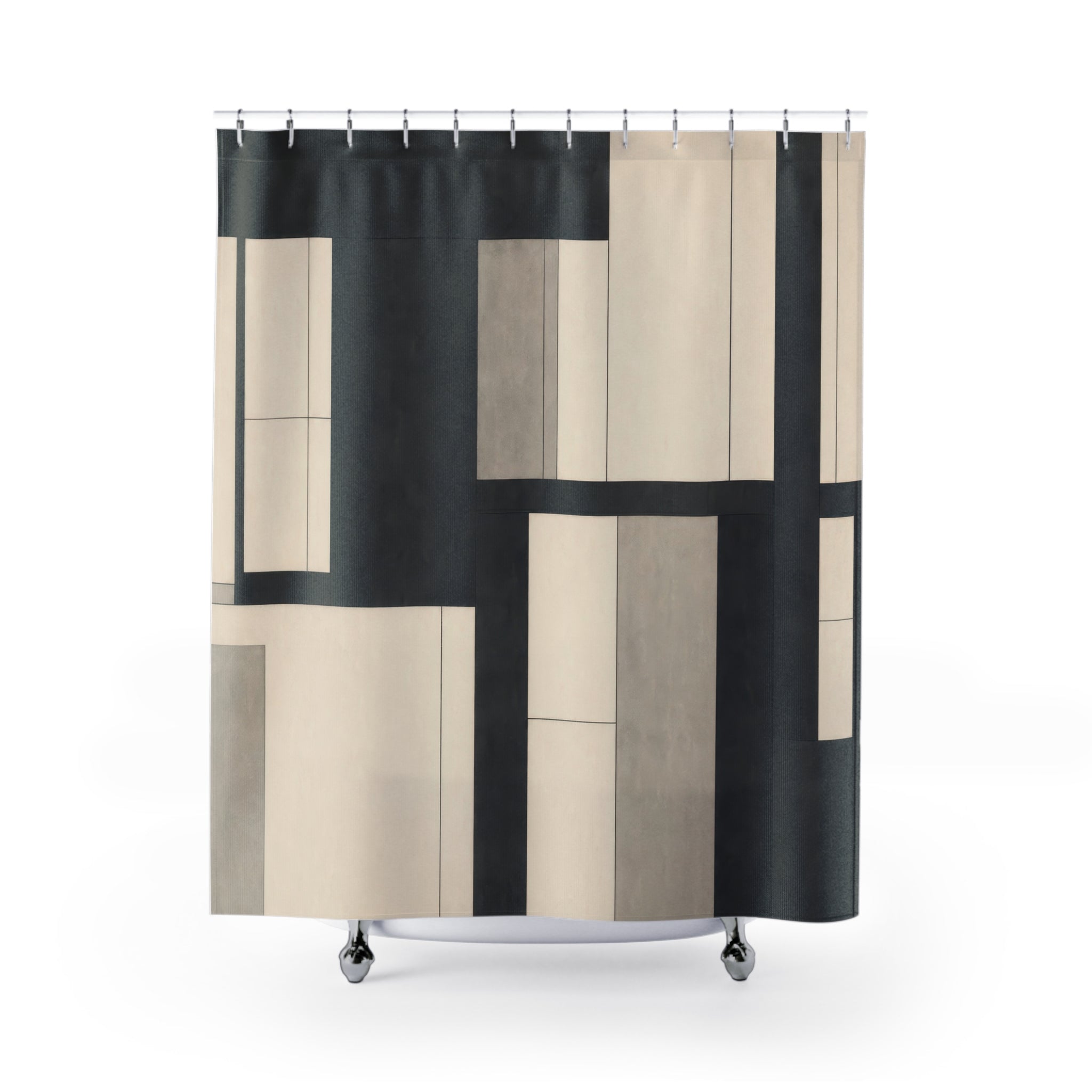 Modern Geometric Black Shower Curtain