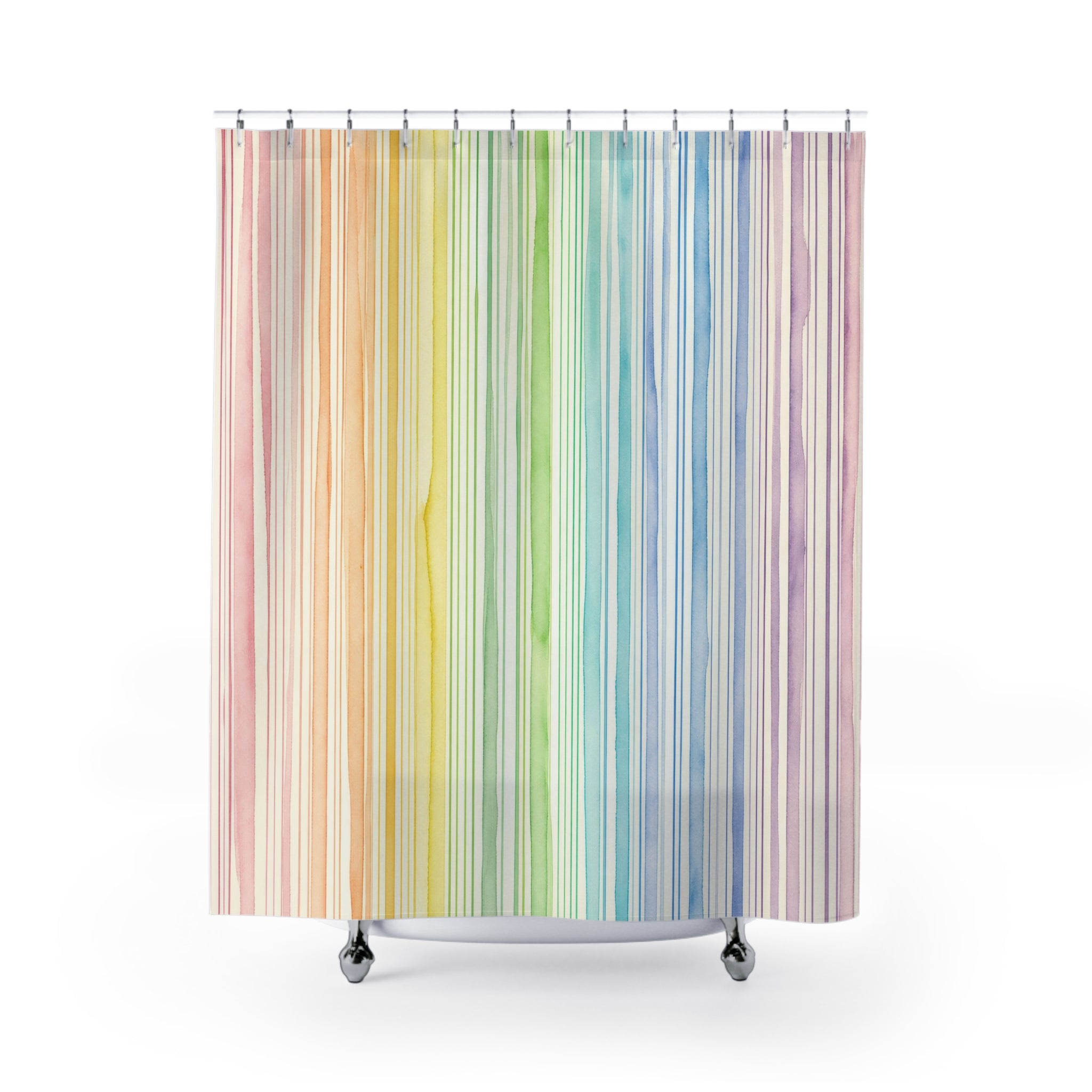 Soft Pastel Watercolor Stripe Shower Curtain