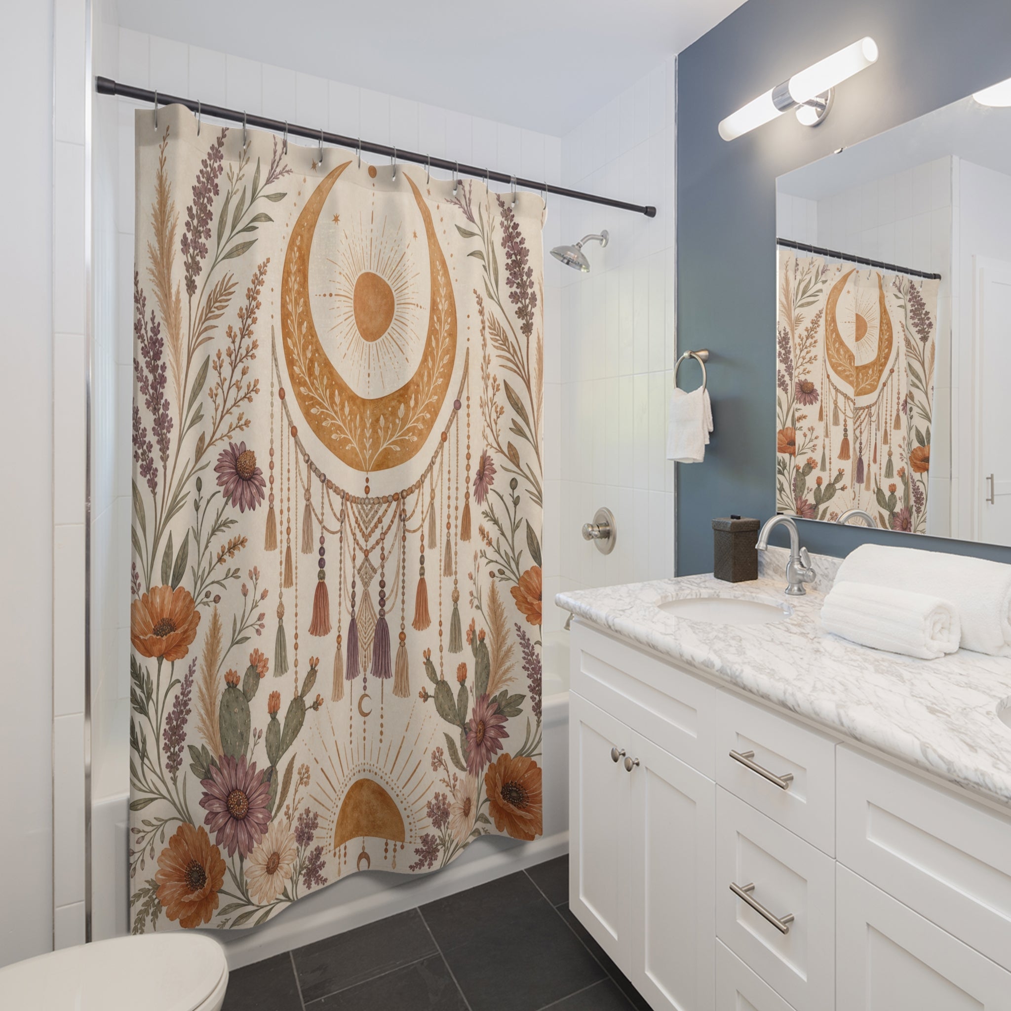 Boho Moon Shower Curtain