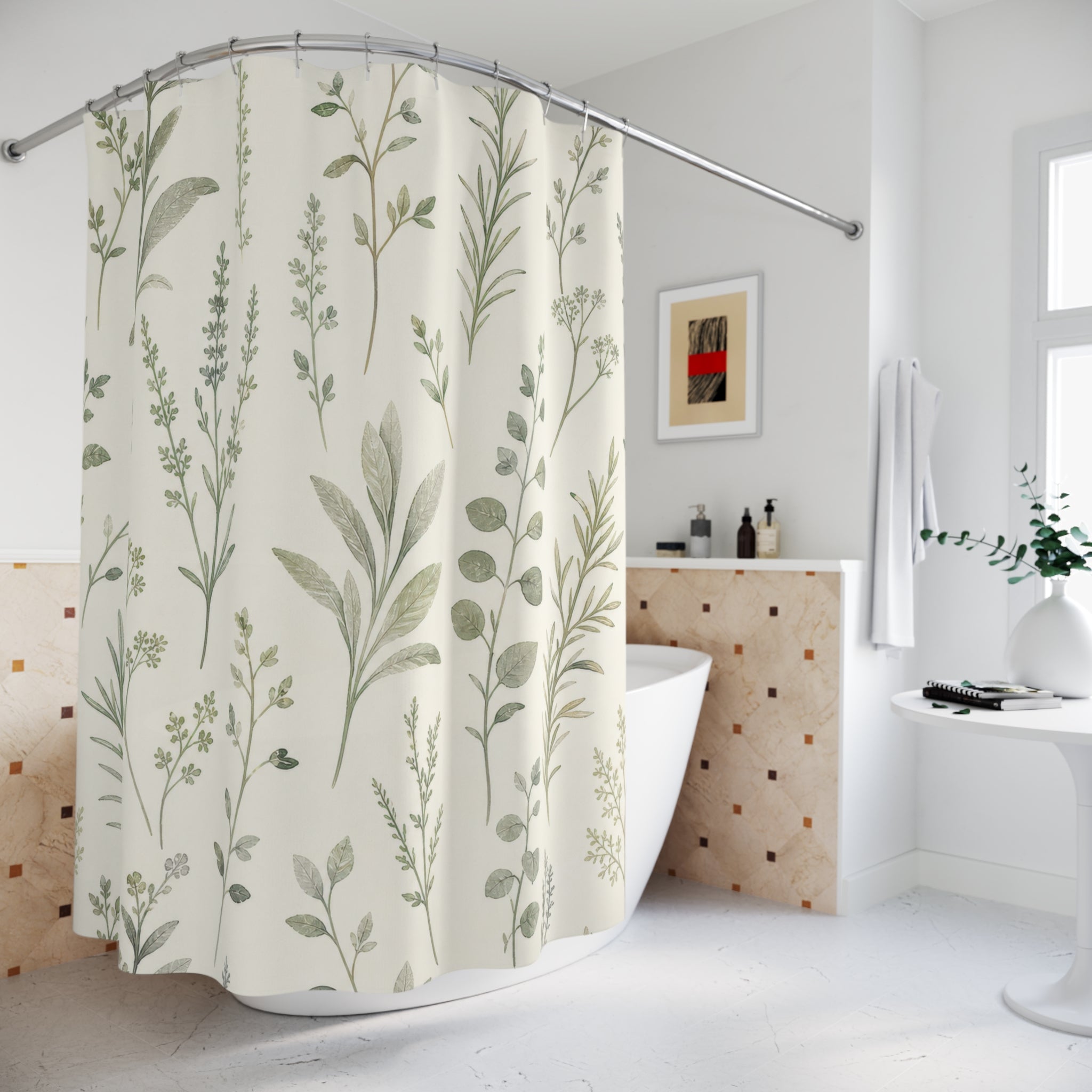Sage Leaf Sprig Shower Curtain