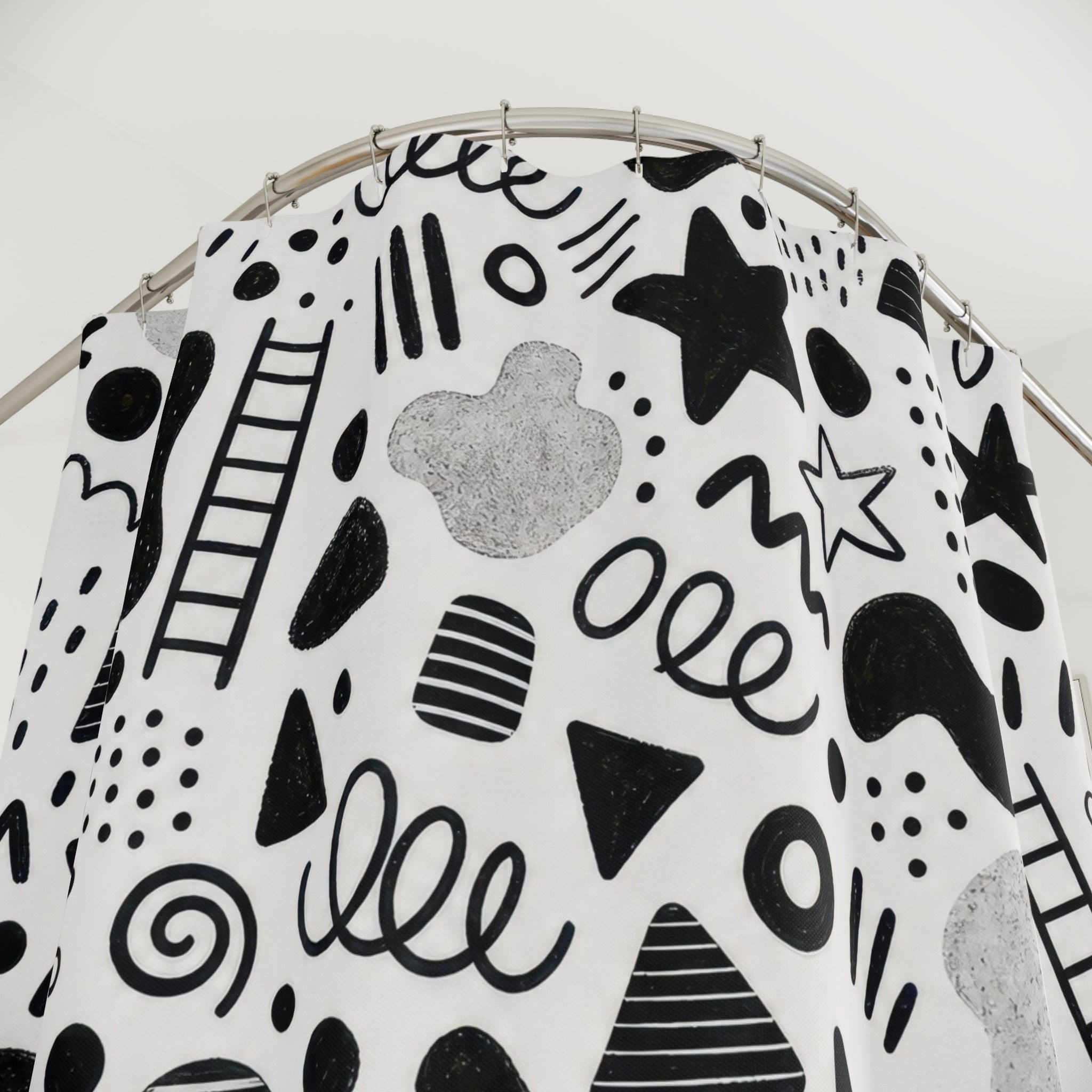 Black White Star Shower Curtain