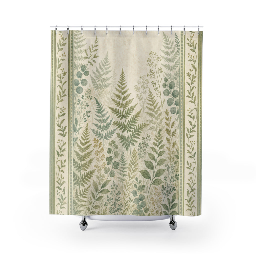 Green Garden Panel Print Shower Curtain