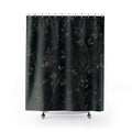 Black Green Botanical Dark Vine Floral Modern Shower Curtain